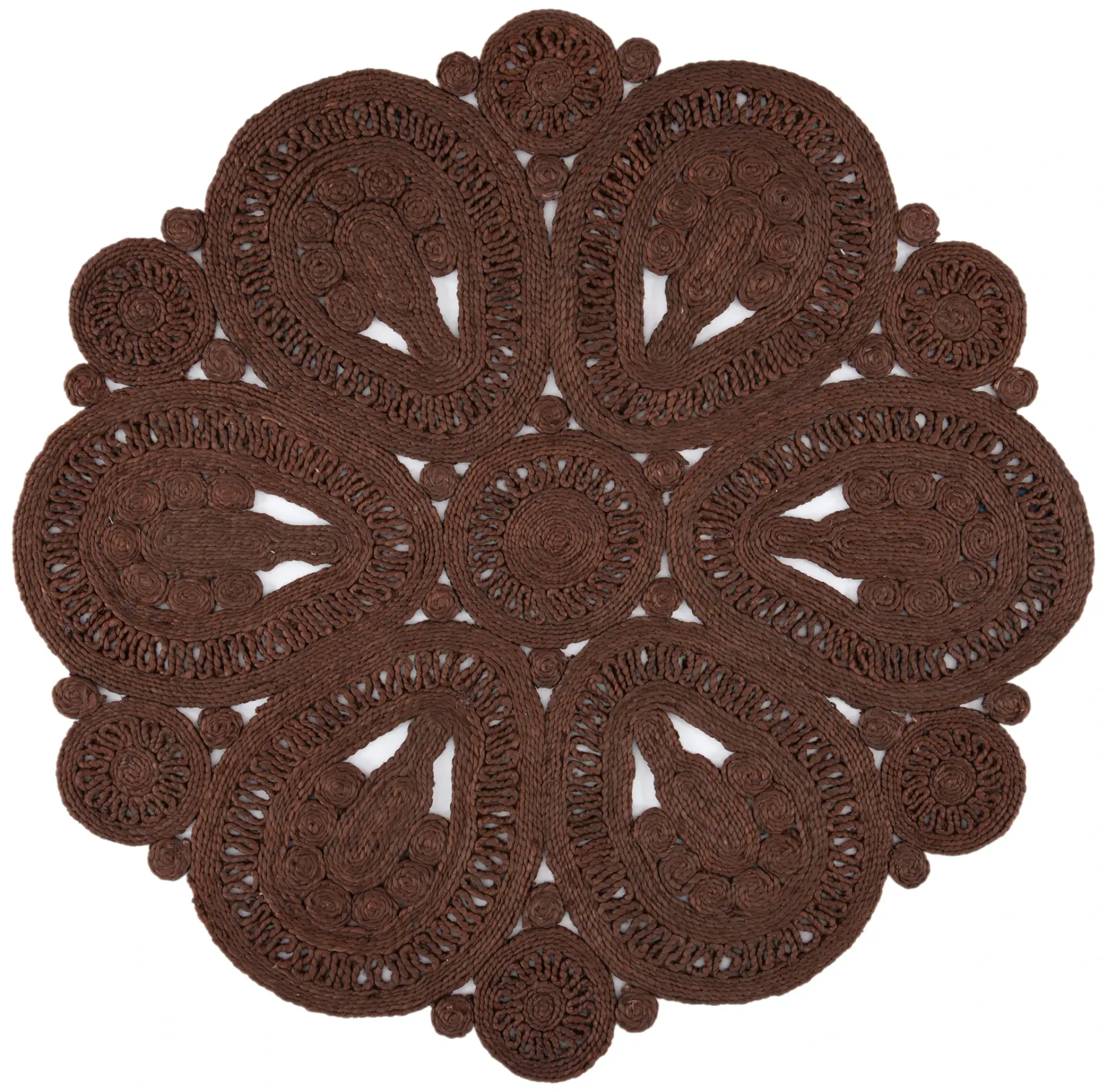 Natural Fiber Teardrop Medallion Hand-Woven Jute Rug