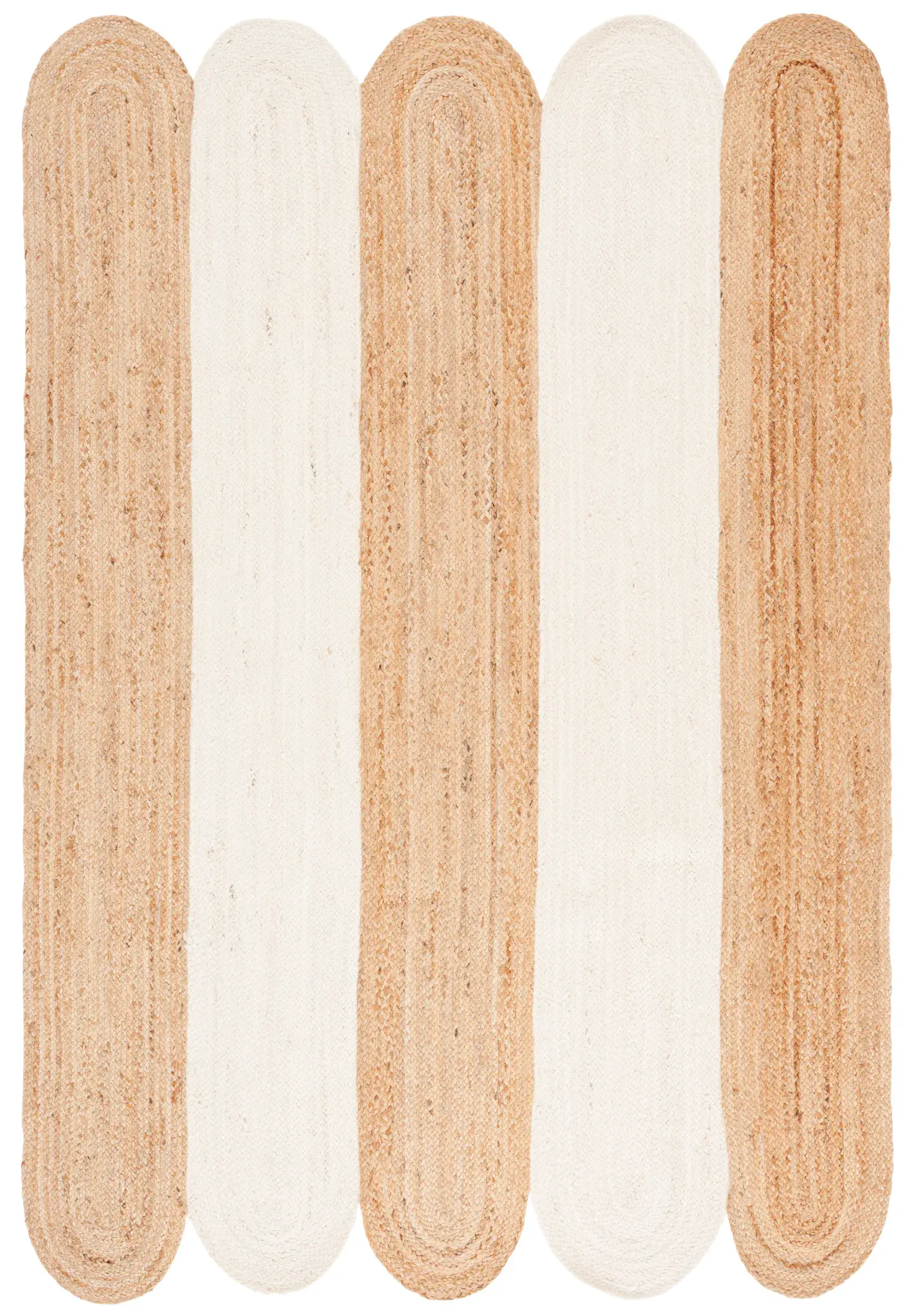 Natural Fiber Scalloped Stripe Hand-Woven Jute Rug
