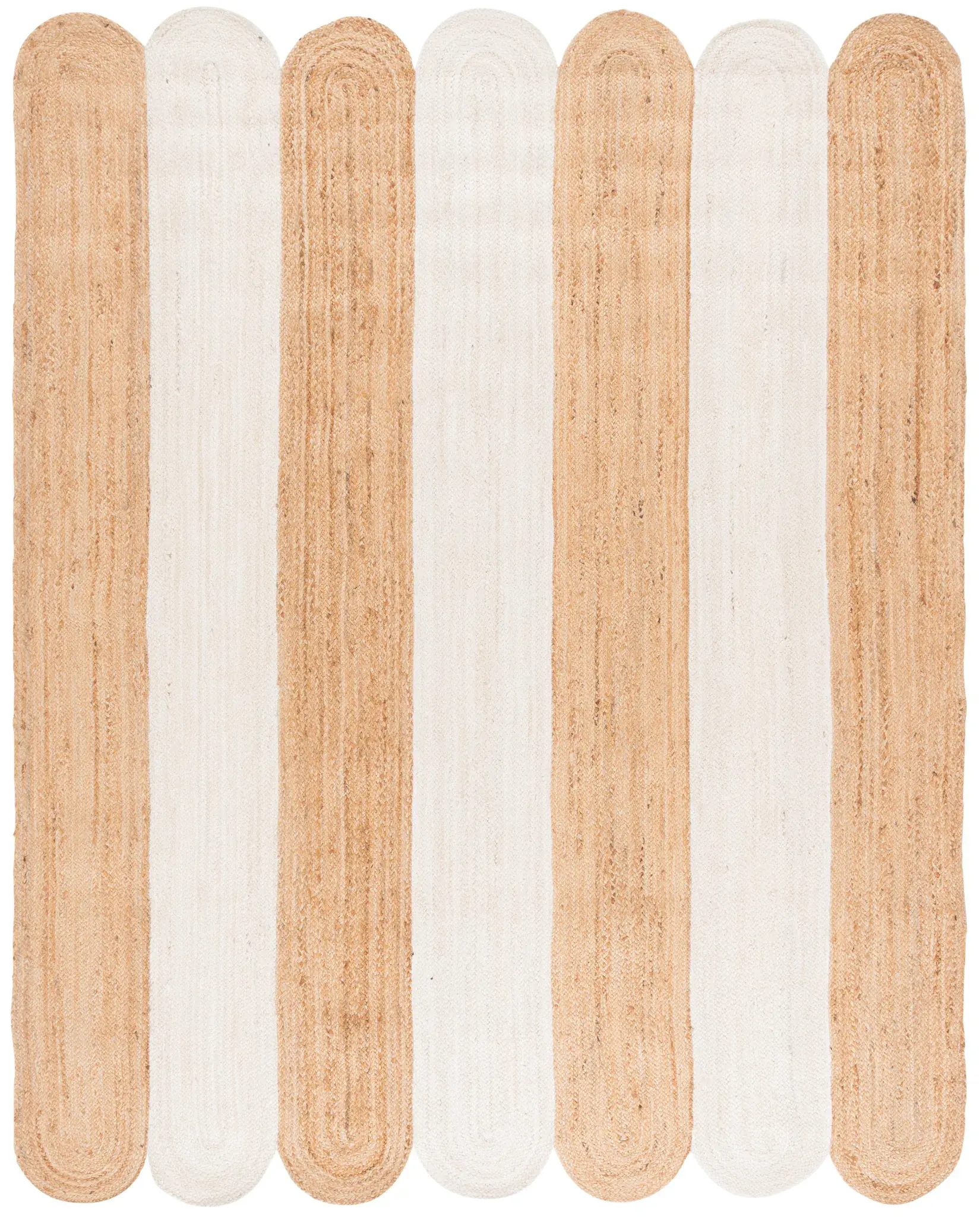 Natural Fiber Scalloped Stripe Hand-Woven Jute Rug