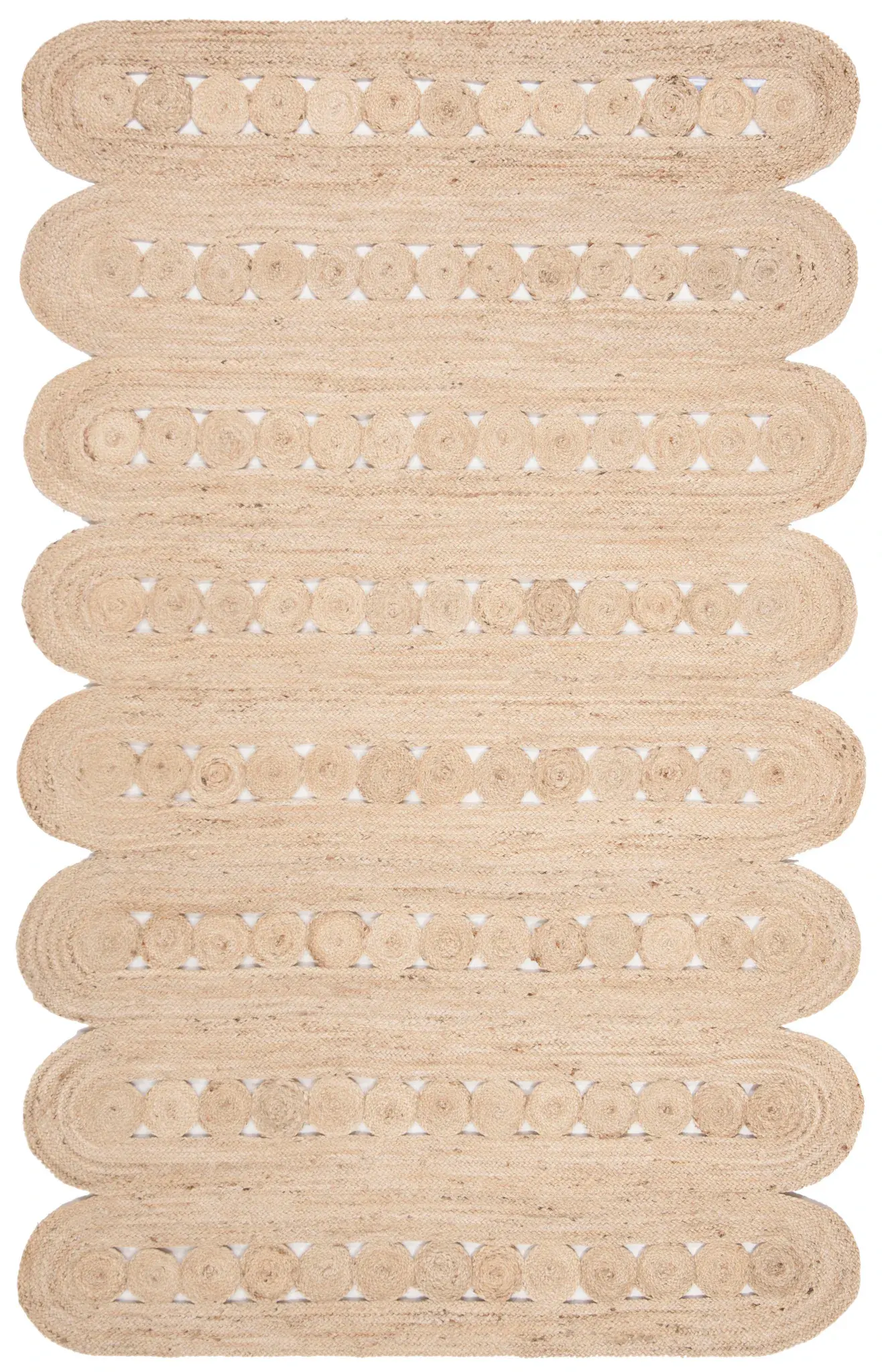 Natural Fiber Scalloped Circle Hand-Woven Jute Rug