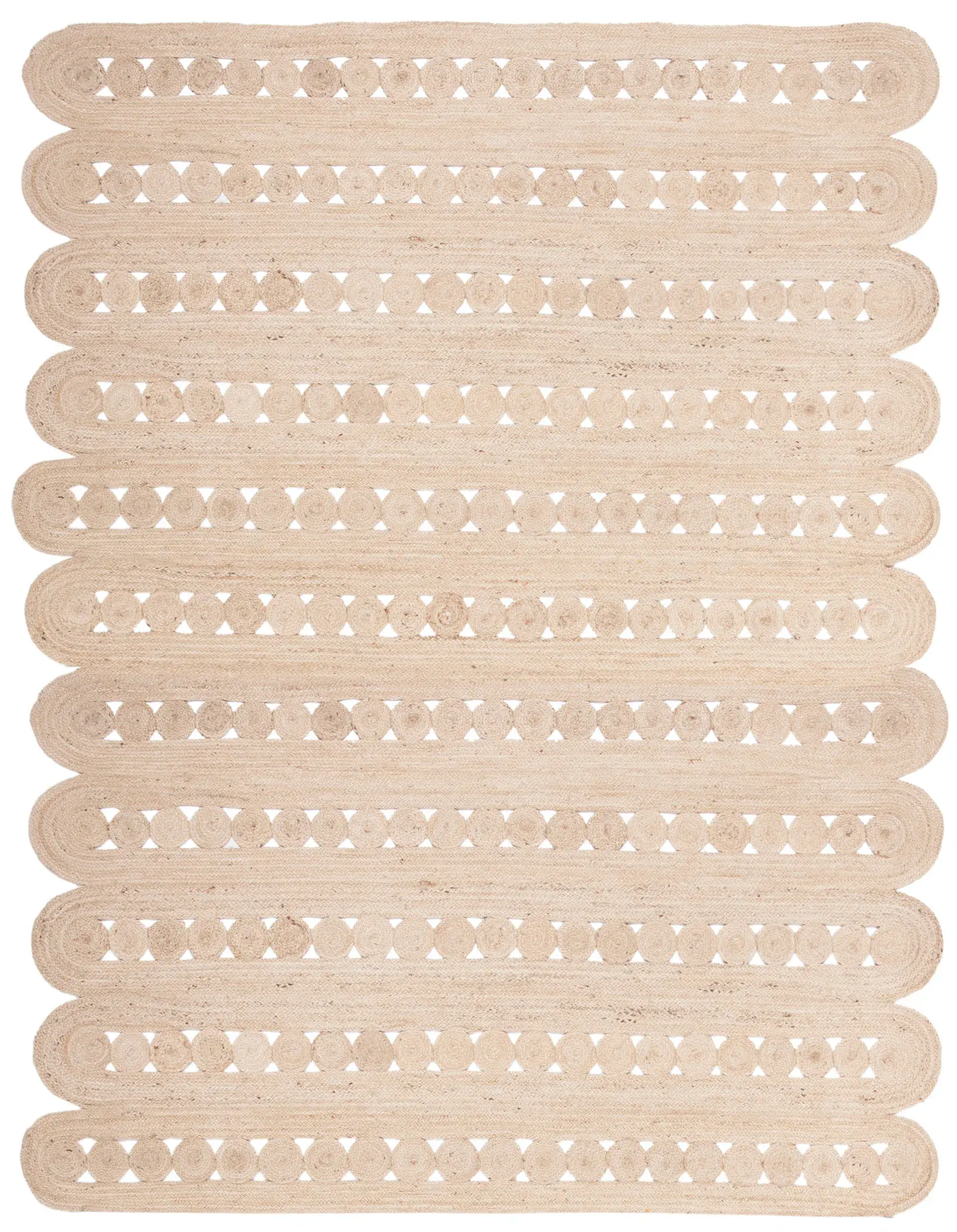 Natural Fiber Scalloped Circle Hand-Woven Jute Rug