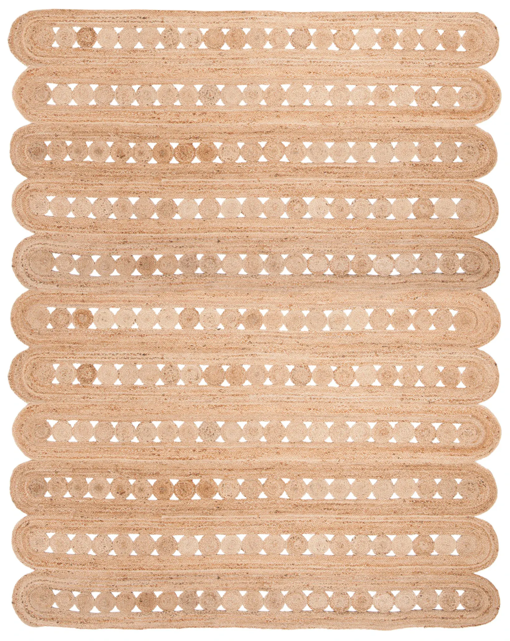 Natural Fiber Scalloped Circle Hand-Woven Jute Rug