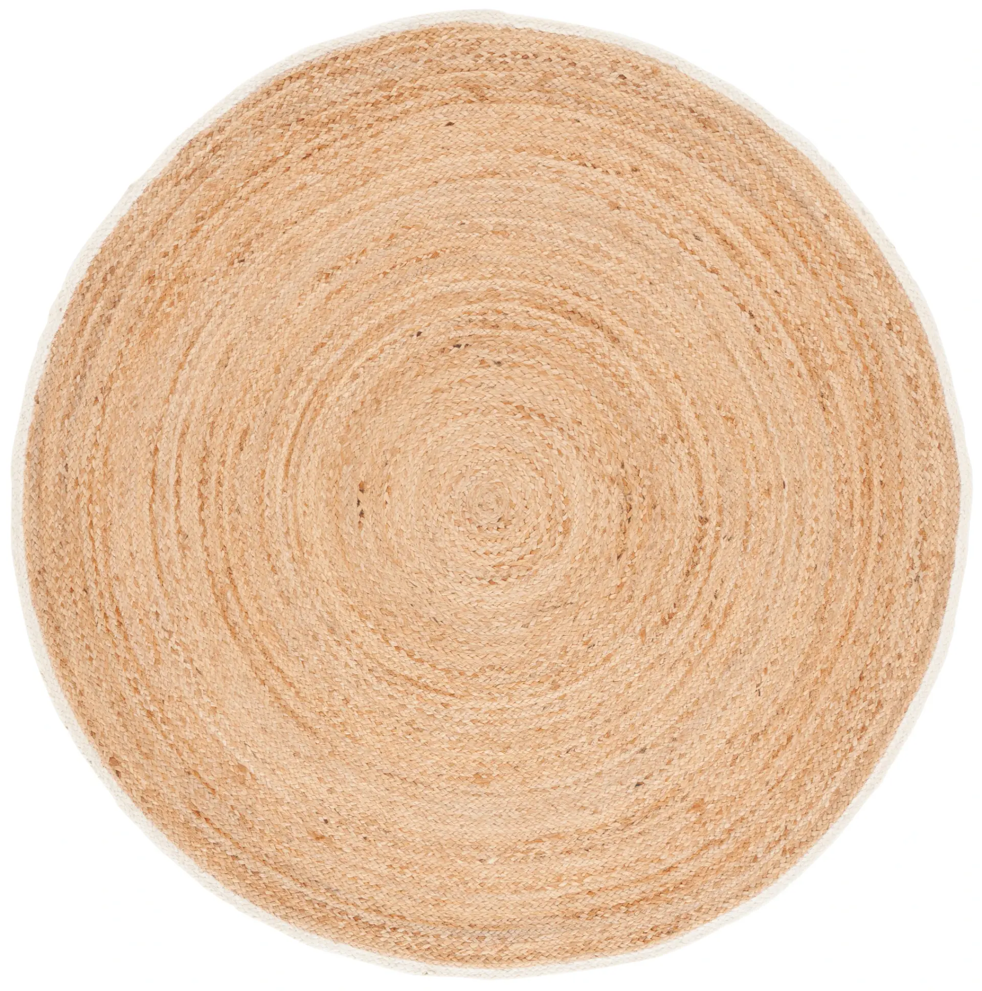 Natural Fiber Bordered Spiral Hand-Woven Jute Rug