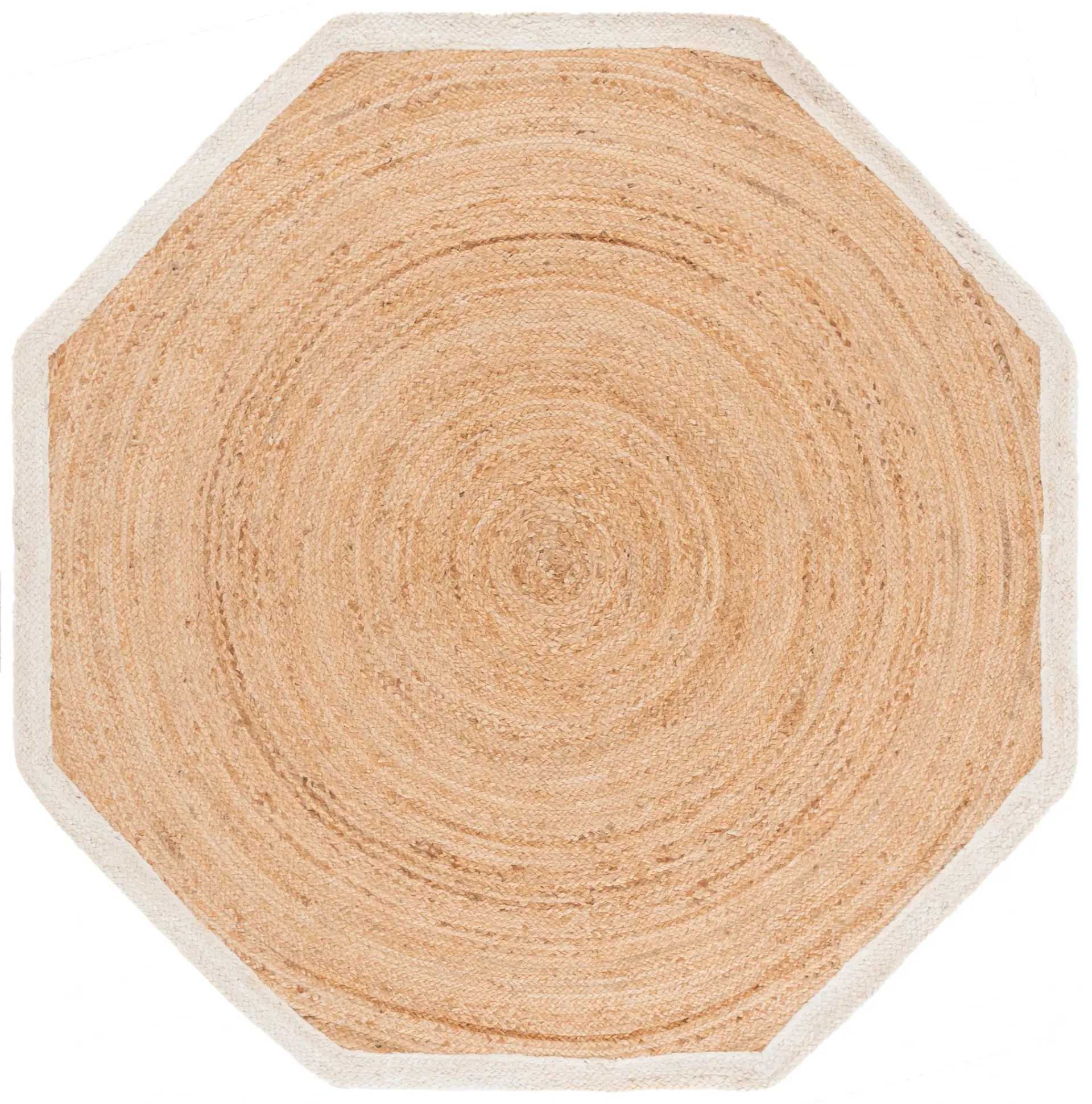 Natural Fiber Octagon Bordered Hand-Woven Jute Rug