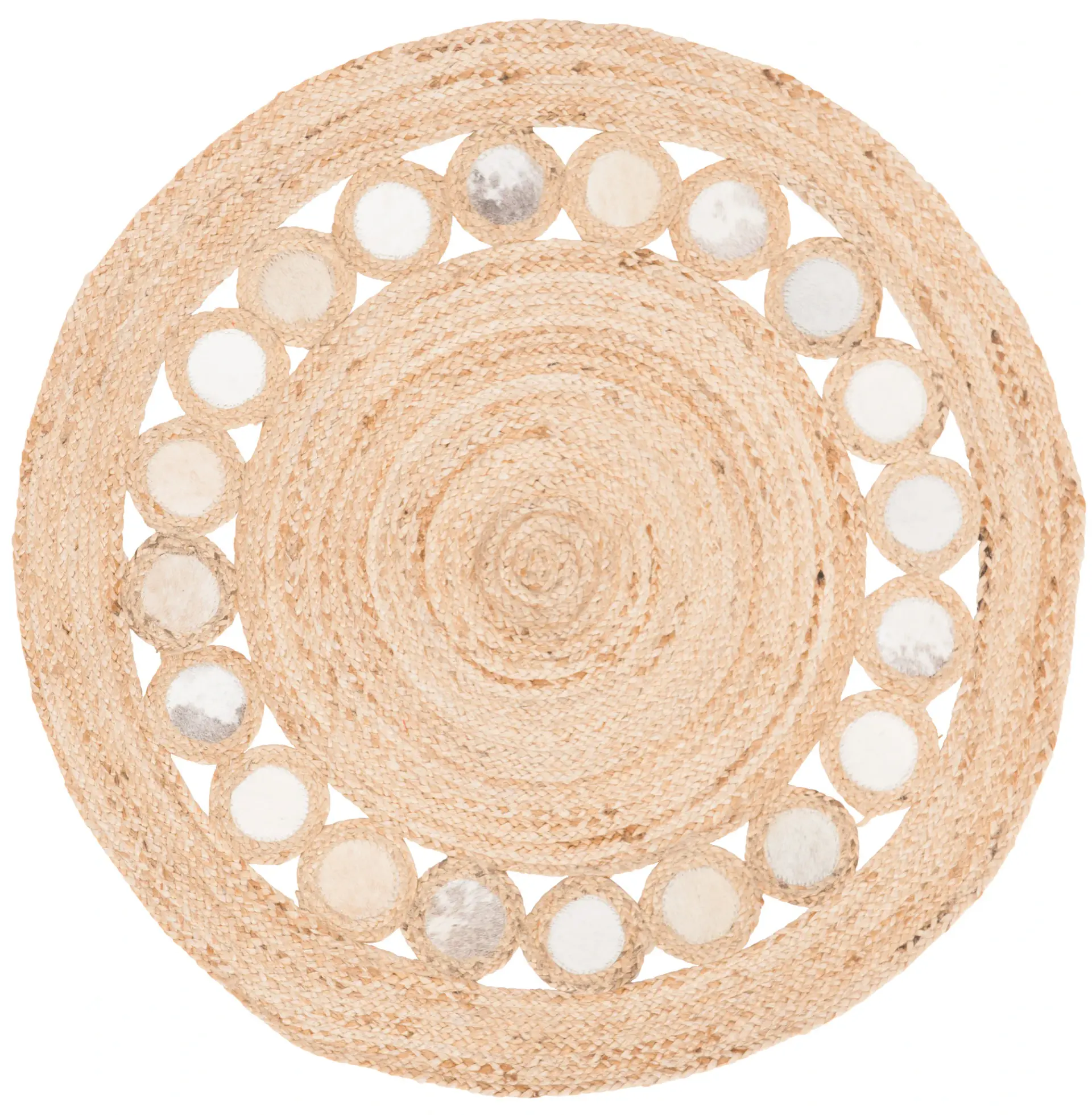 Natural Fiber Ring Border Hand-Woven Jute Rug