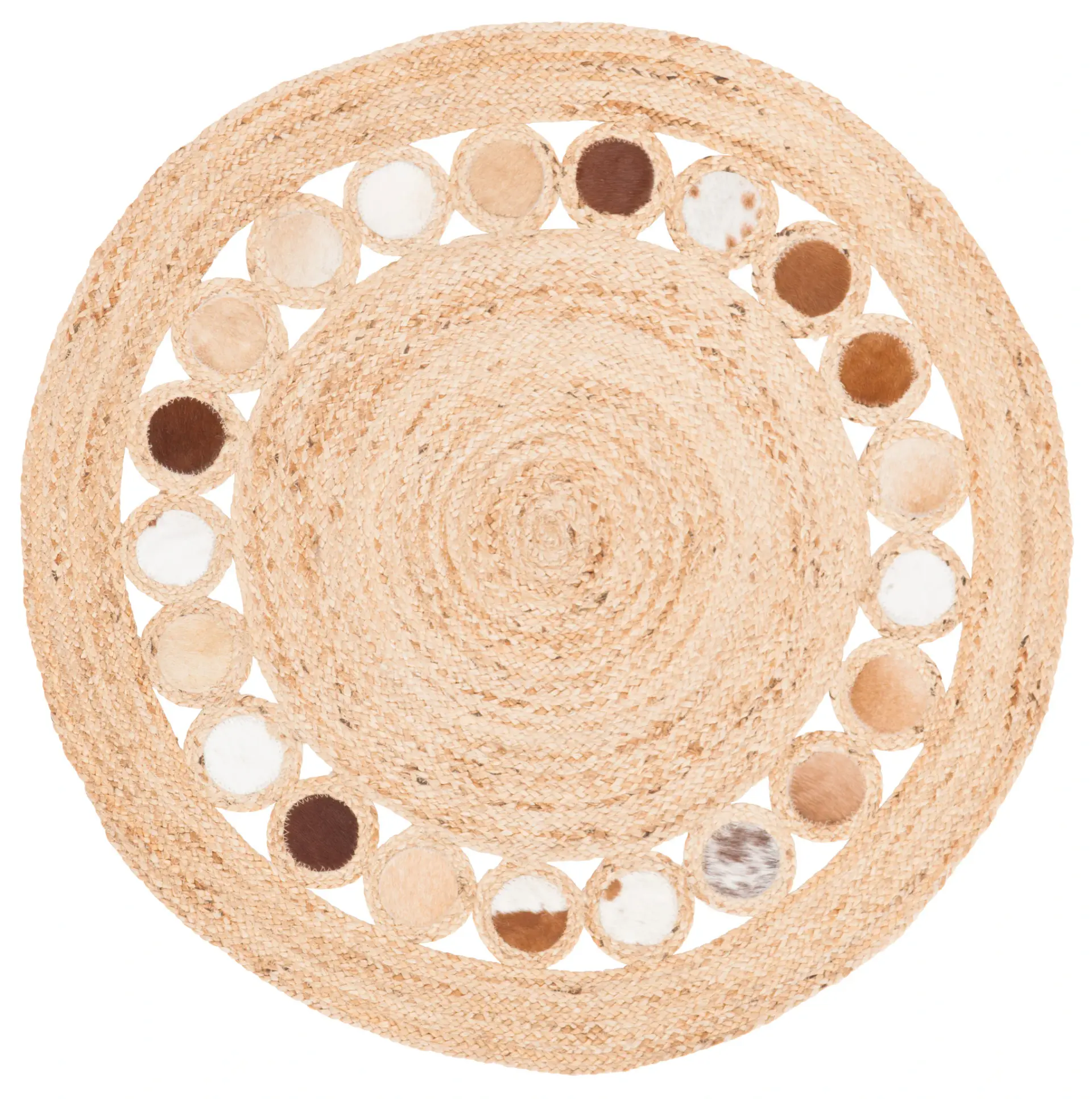 Natural Fiber Ring Border Hand-Woven Jute Rug