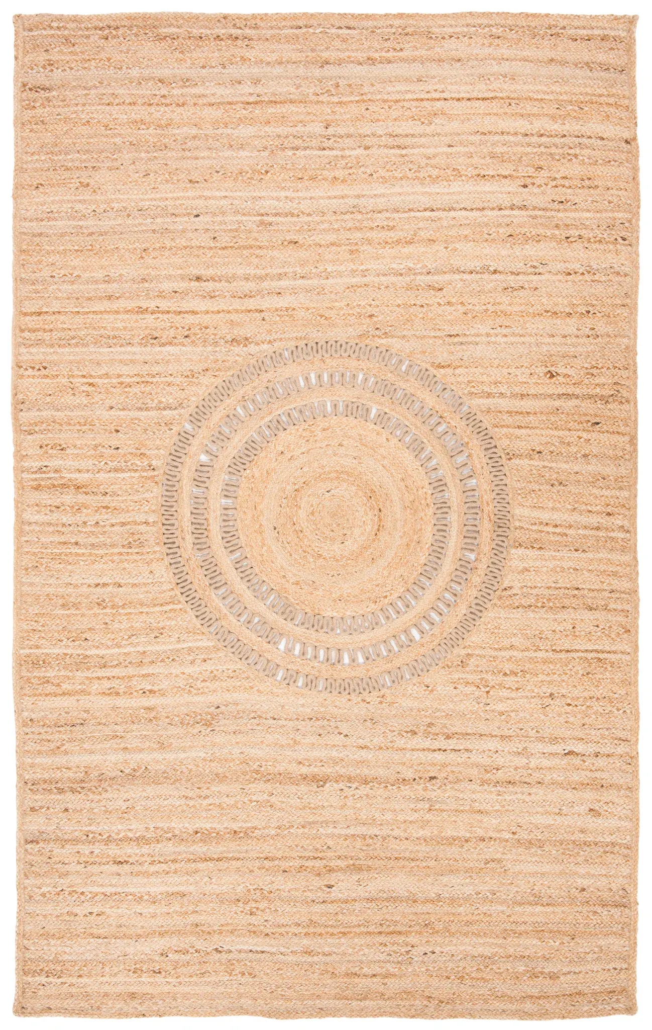Natural Fiber Ring Medallion Hand-Woven Jute Rug