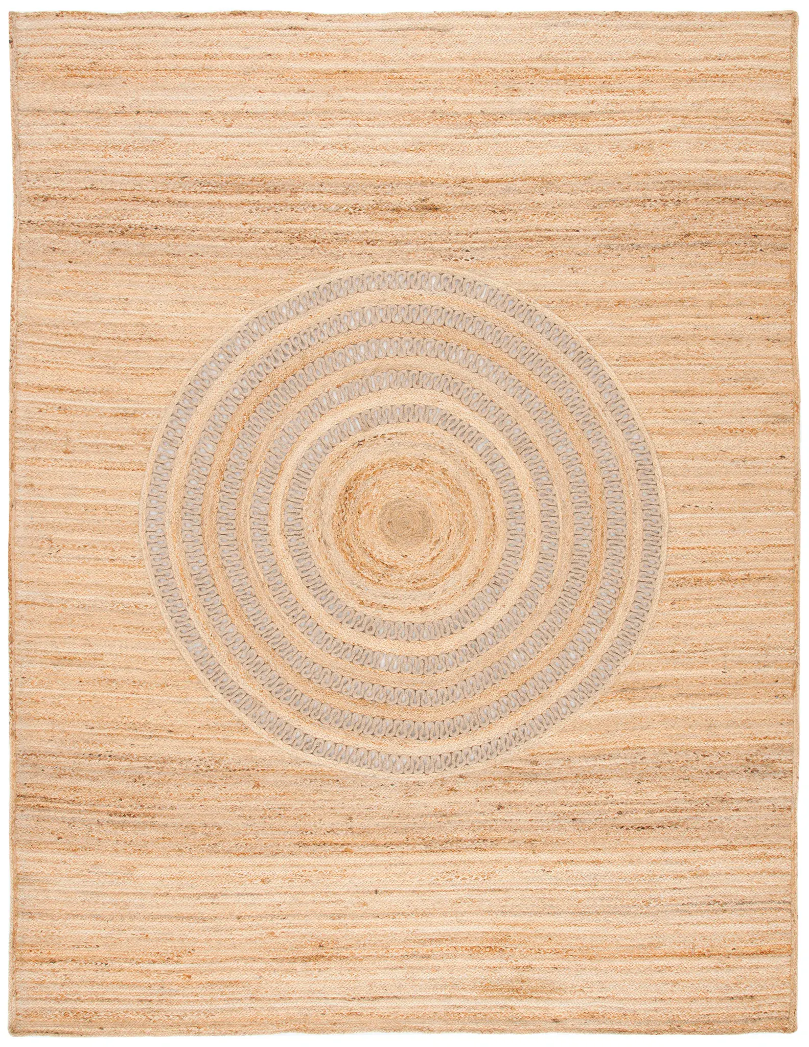 Natural Fiber Ring Medallion Hand-Woven Jute Rug