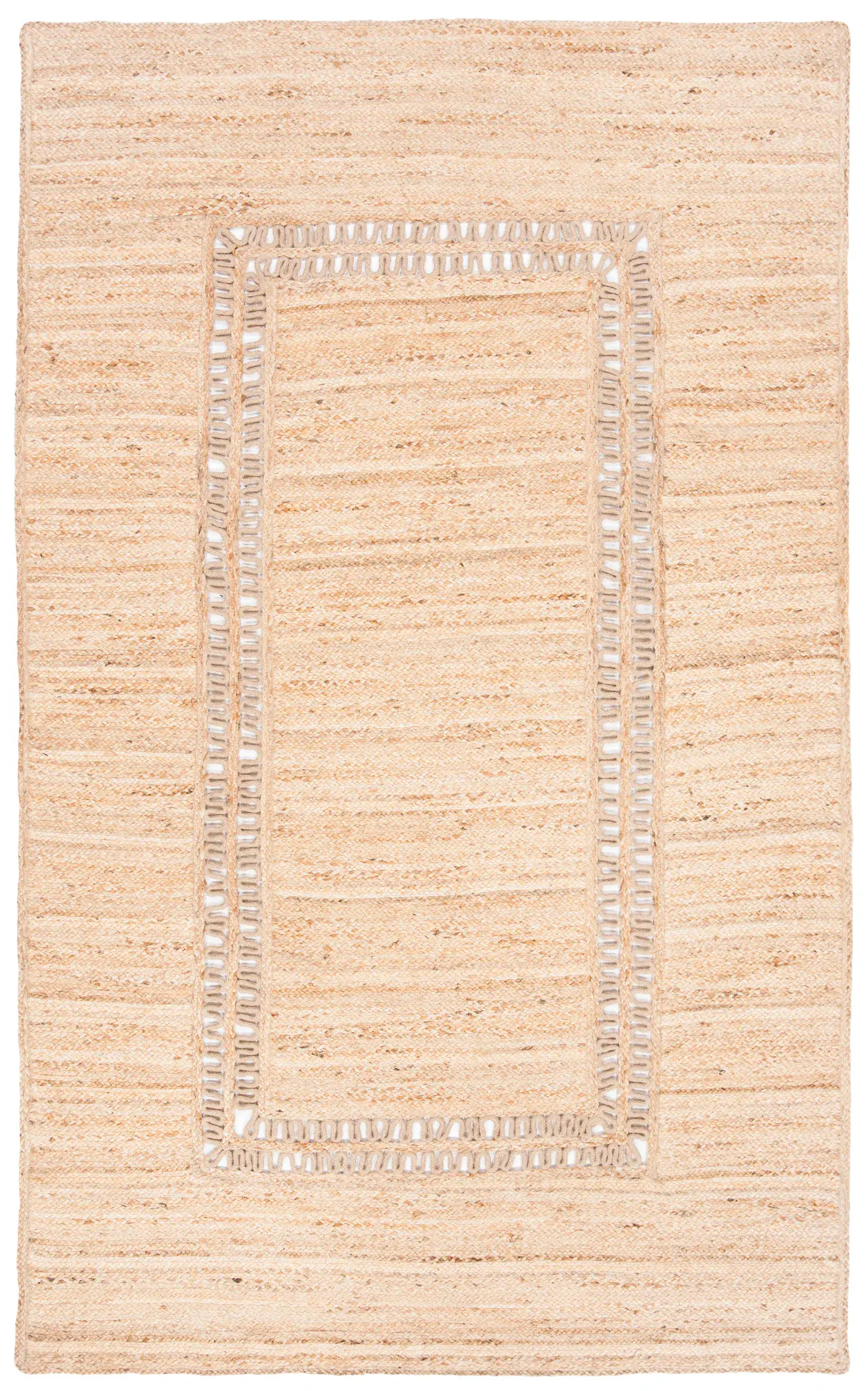 Natural Fiber Braided Border Hand-Woven Jute Rug