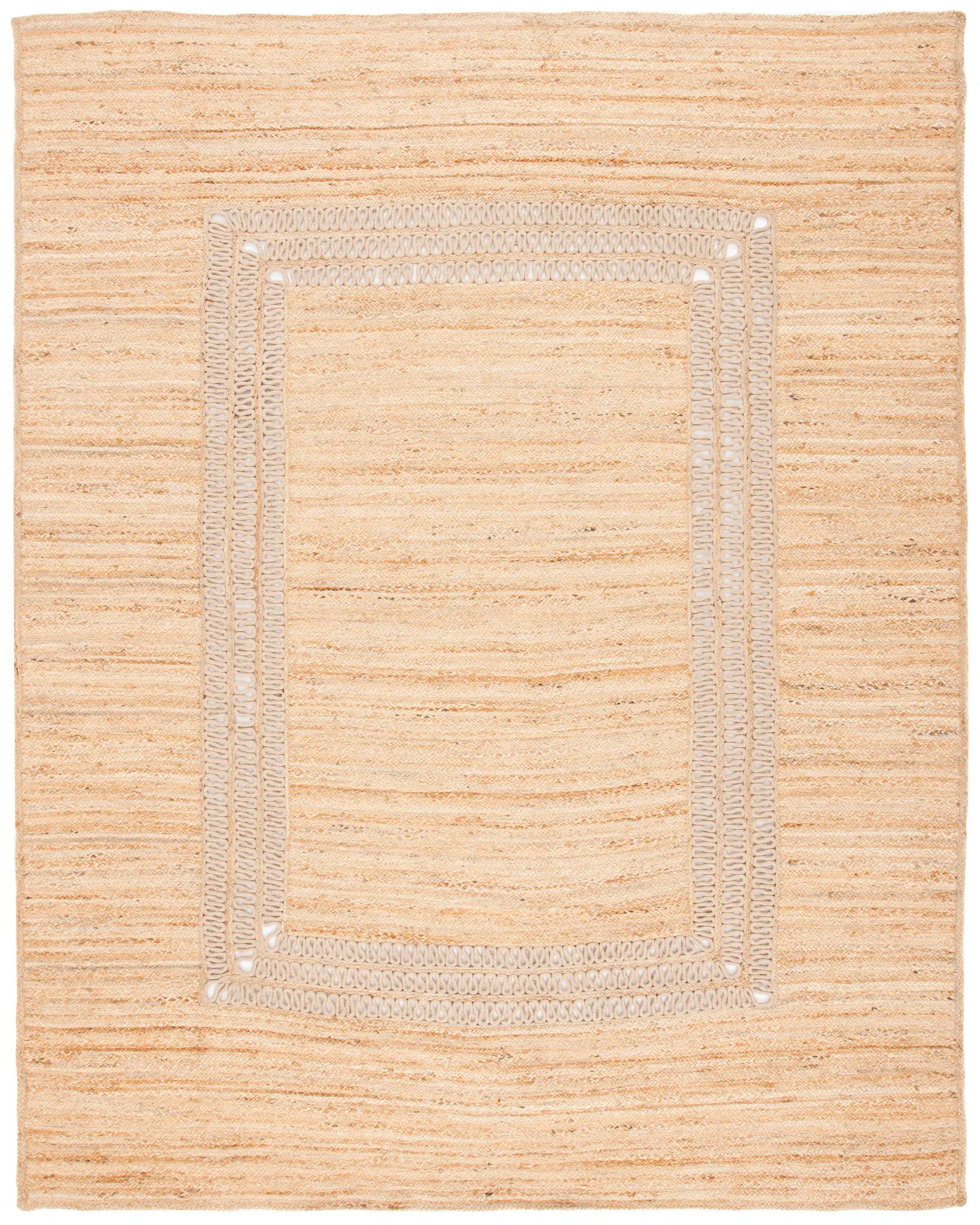 Natural Fiber Braided Border Hand-Woven Jute Rug