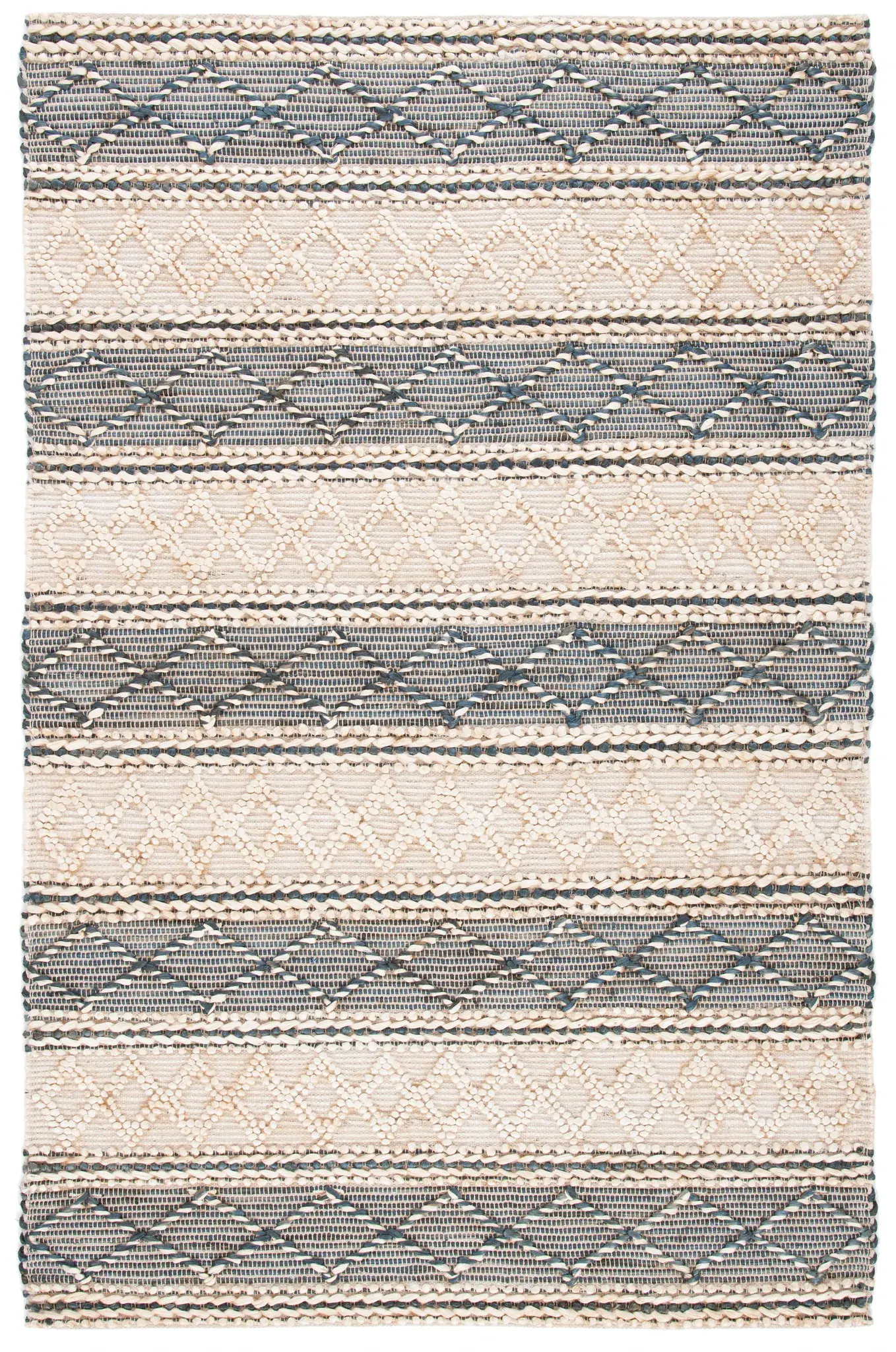 Natural Fiber Diamond Stripe Flatweave Jute Rug