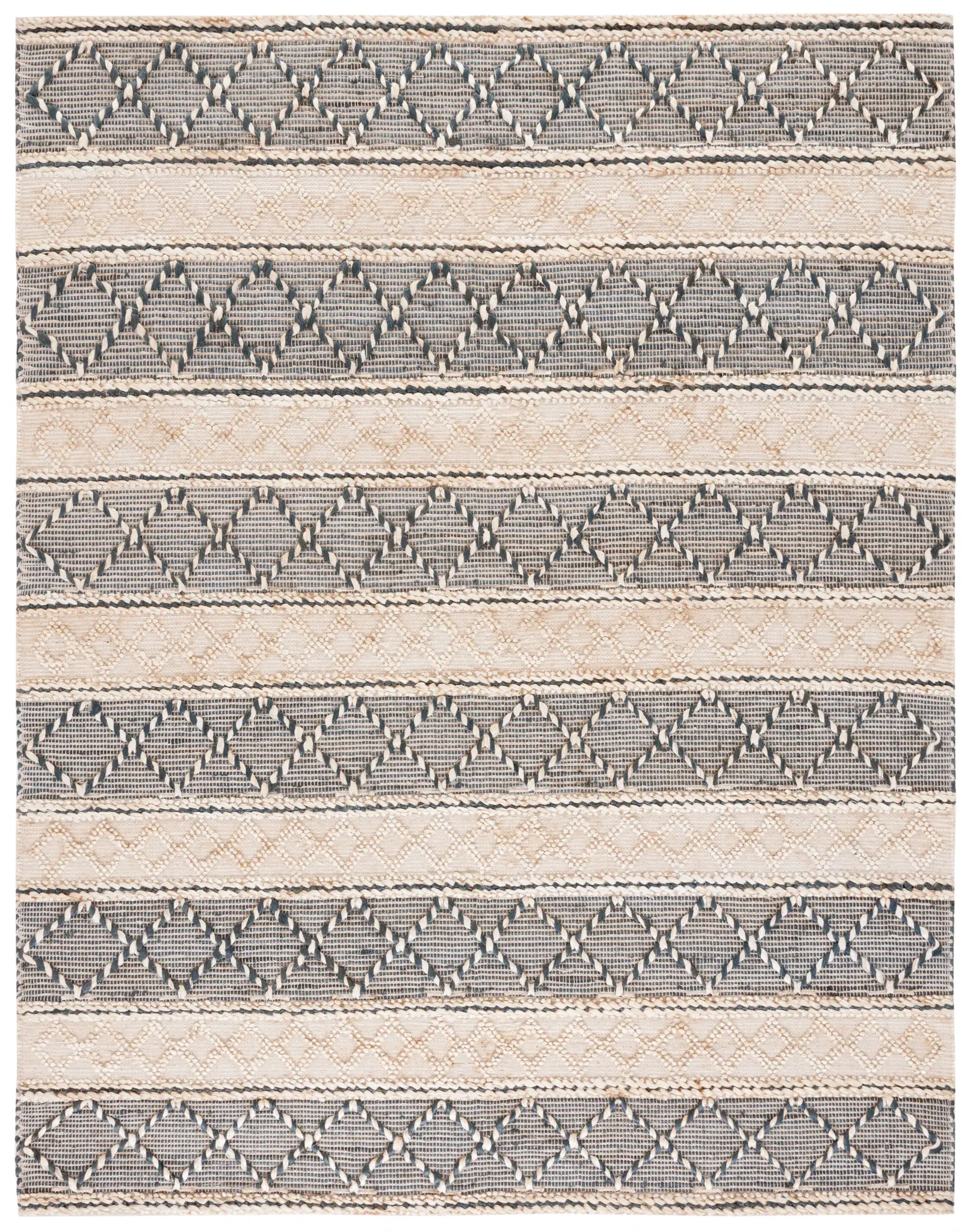 Natural Fiber Diamond Stripe Flatweave Jute Rug