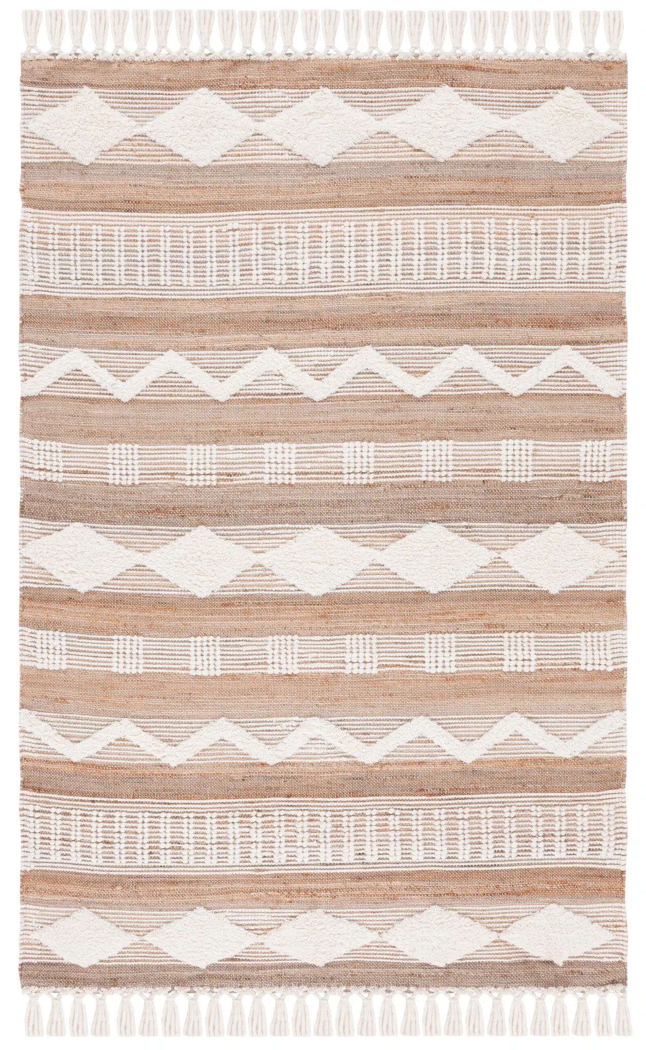 Natural Fiber Chevron And Diamond Shag Rug