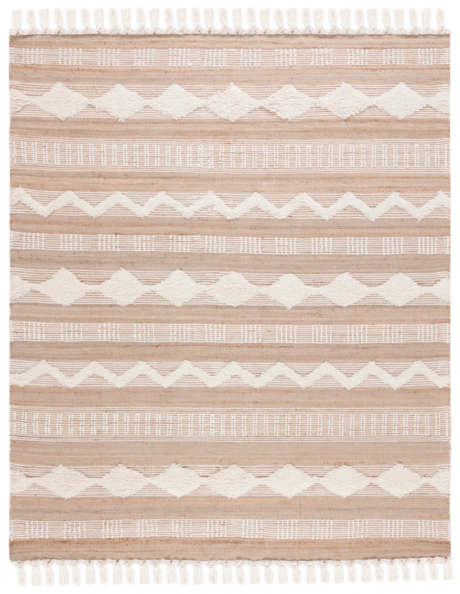 Natural Fiber Chevron And Diamond Shag Rug