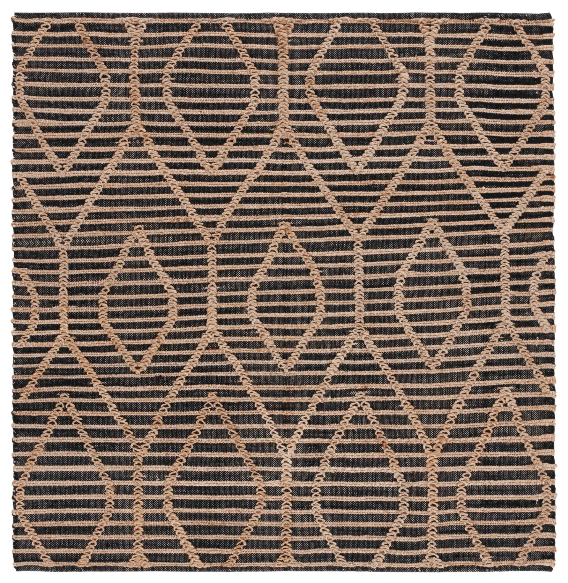 Natural Fiber Diamond Trellis Shag Jute Rug