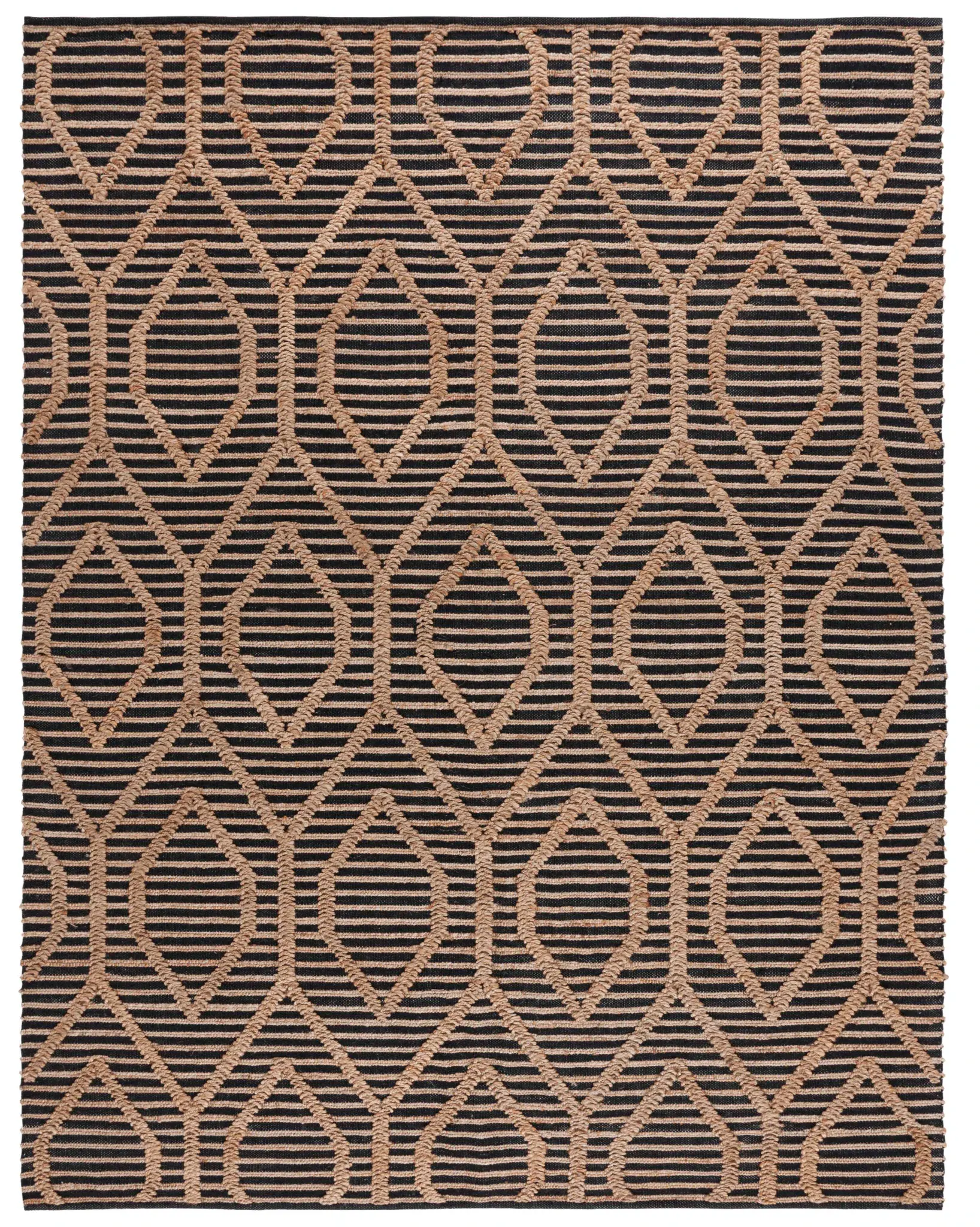 Natural Fiber Diamond Trellis Shag Jute Rug
