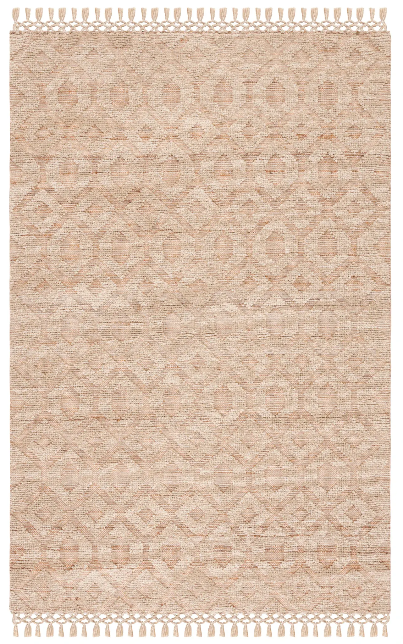 Natural Fiber Diamond Trellis Fringe Flatweave Rug