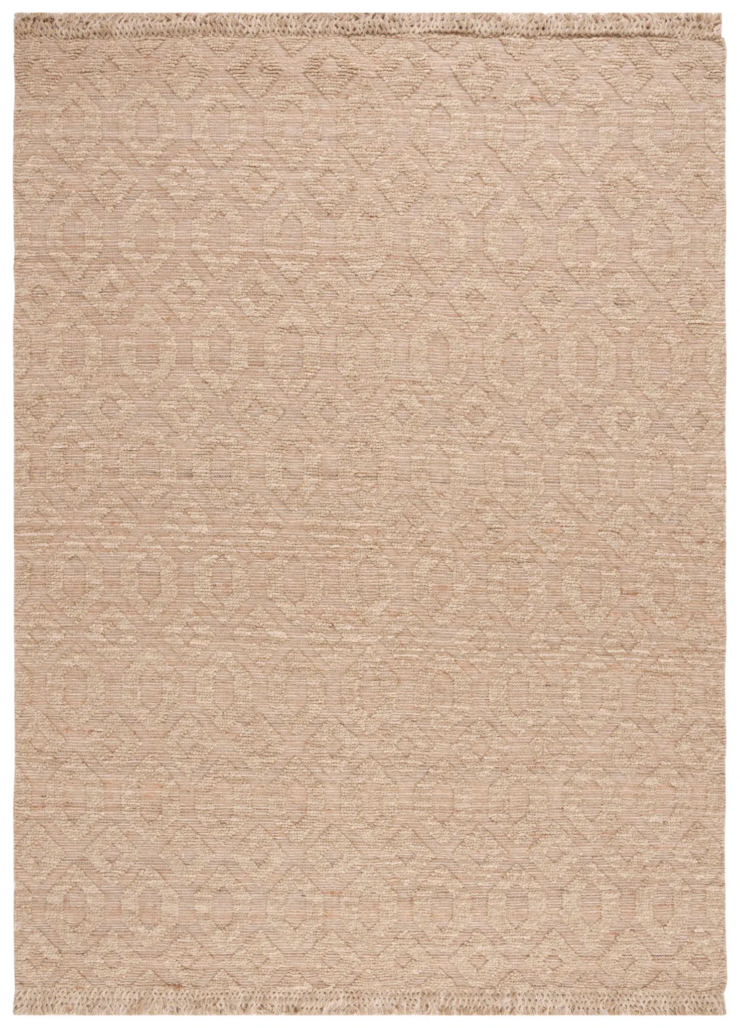 Natural Fiber Diamond Trellis Fringe Flatweave Rug