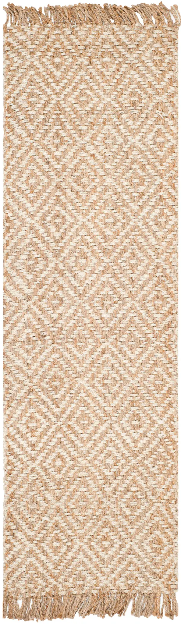 Natural Fiber Diamond Grid Hand-Woven Jute Rug