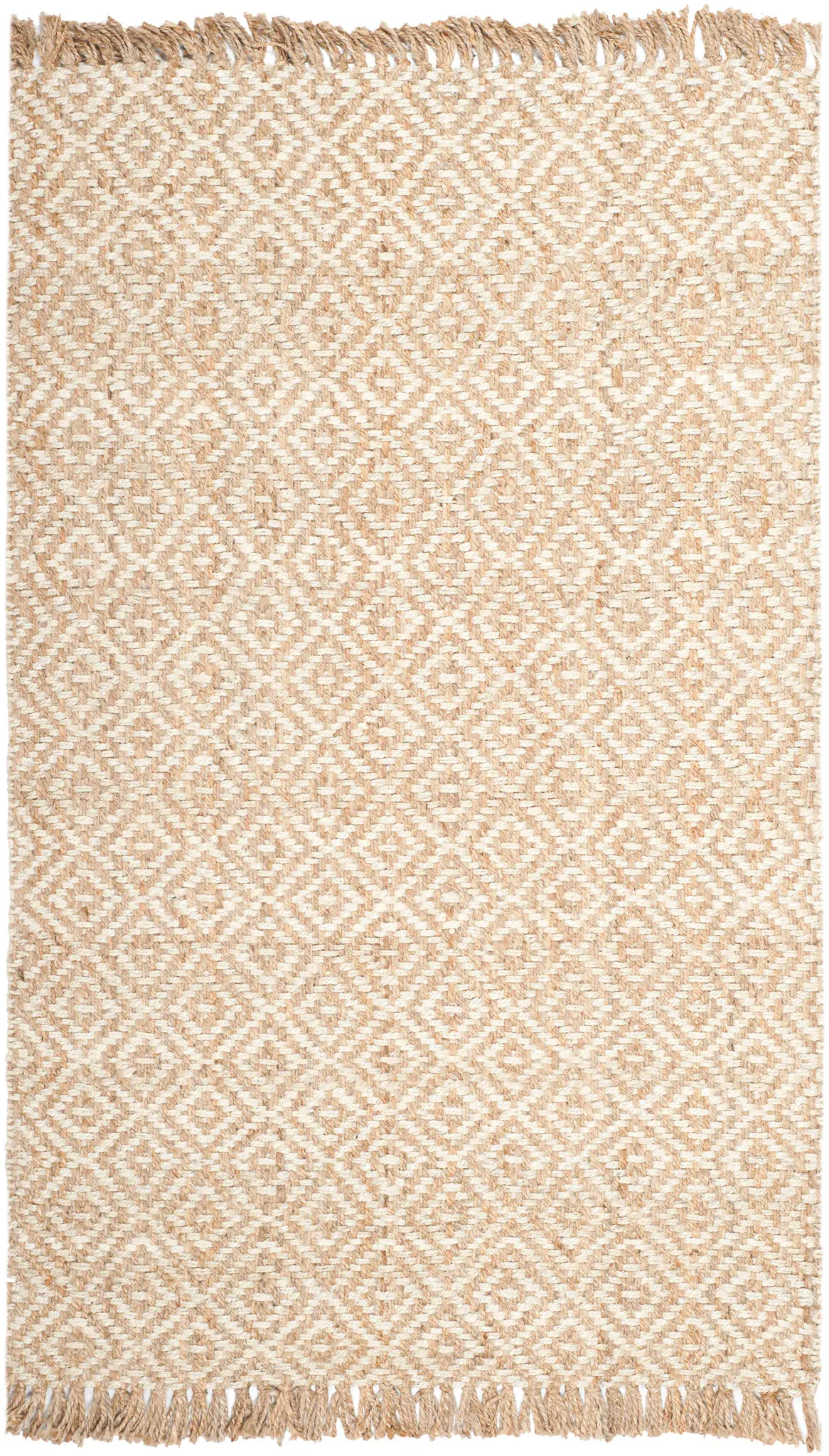 Natural Fiber Diamond Grid Hand-Woven Jute Rug