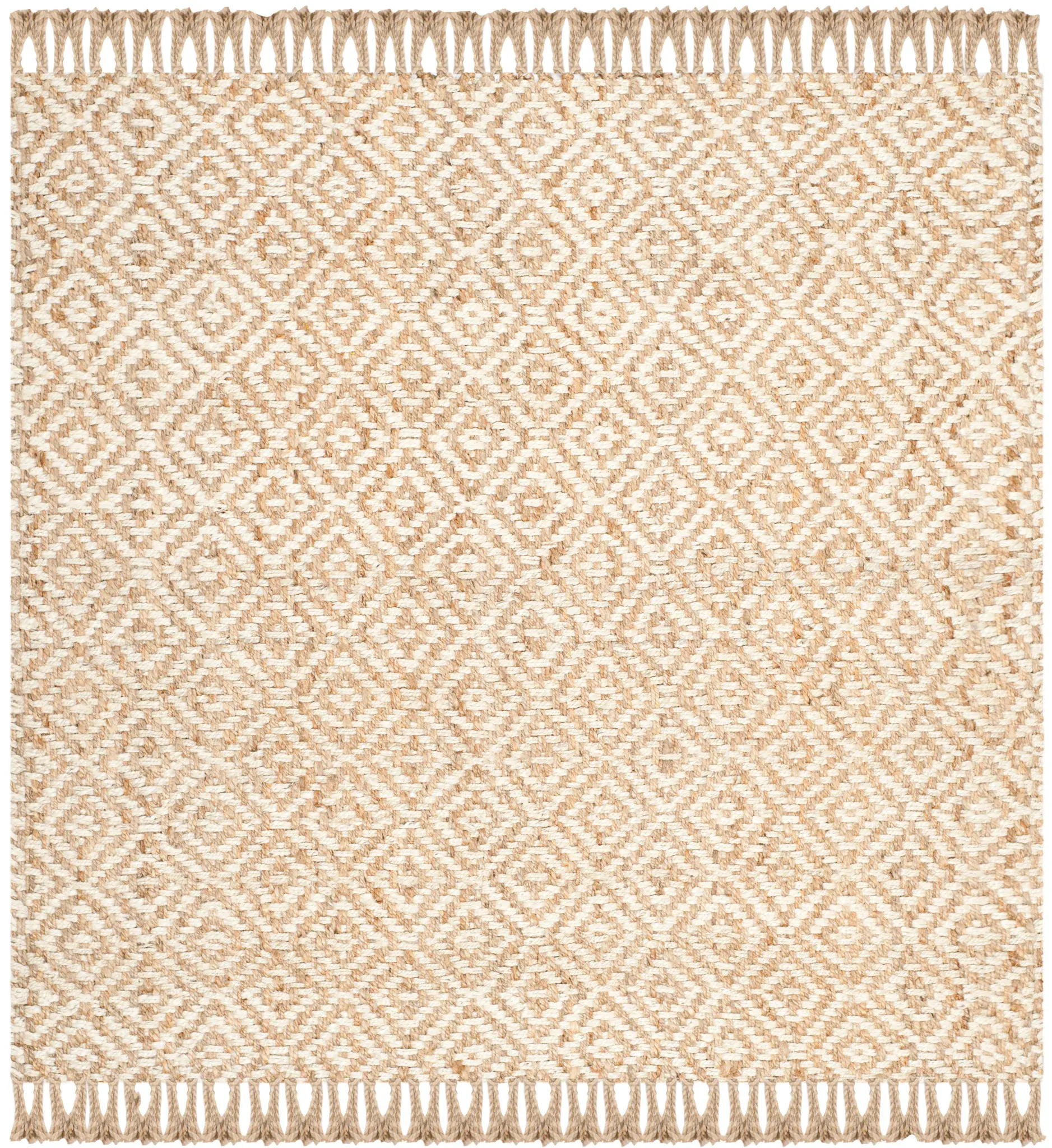 Natural Fiber Diamond Grid Hand-Woven Jute Rug