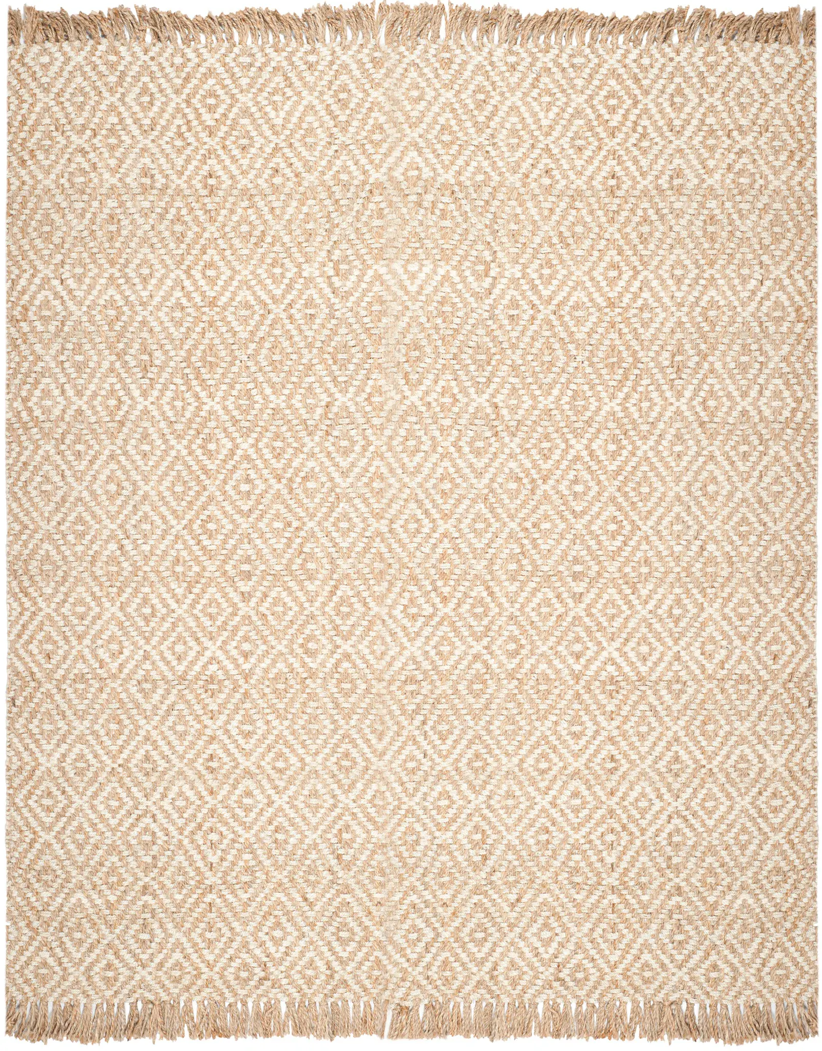 Natural Fiber Diamond Grid Hand-Woven Jute Rug