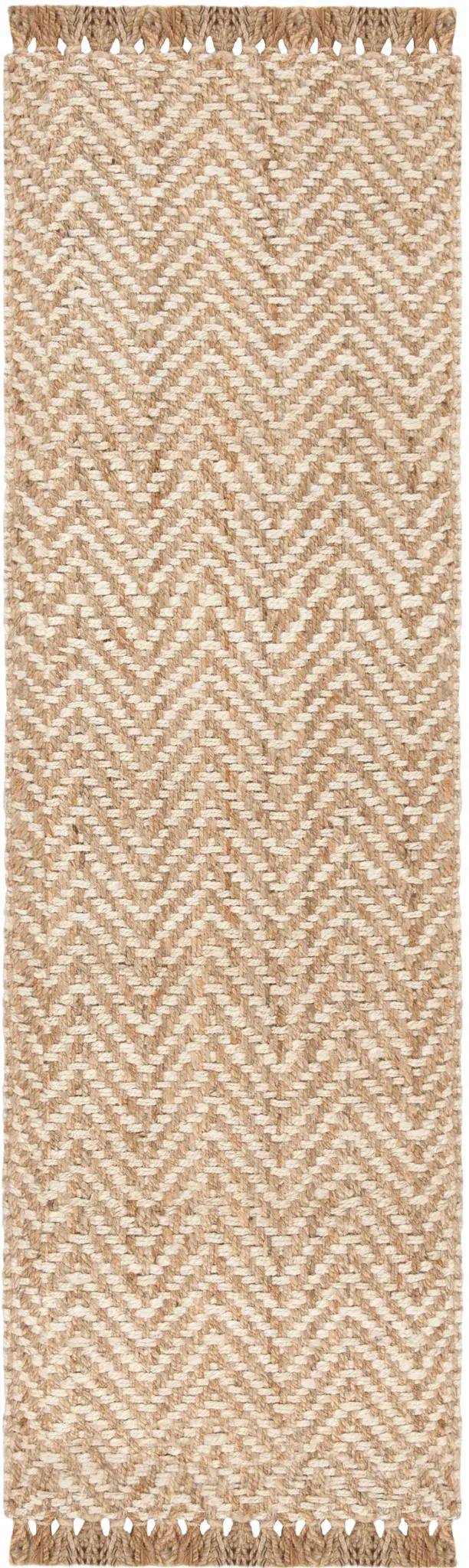 Natural Fiber Fringed Chevron Hand-Woven Jute Rug