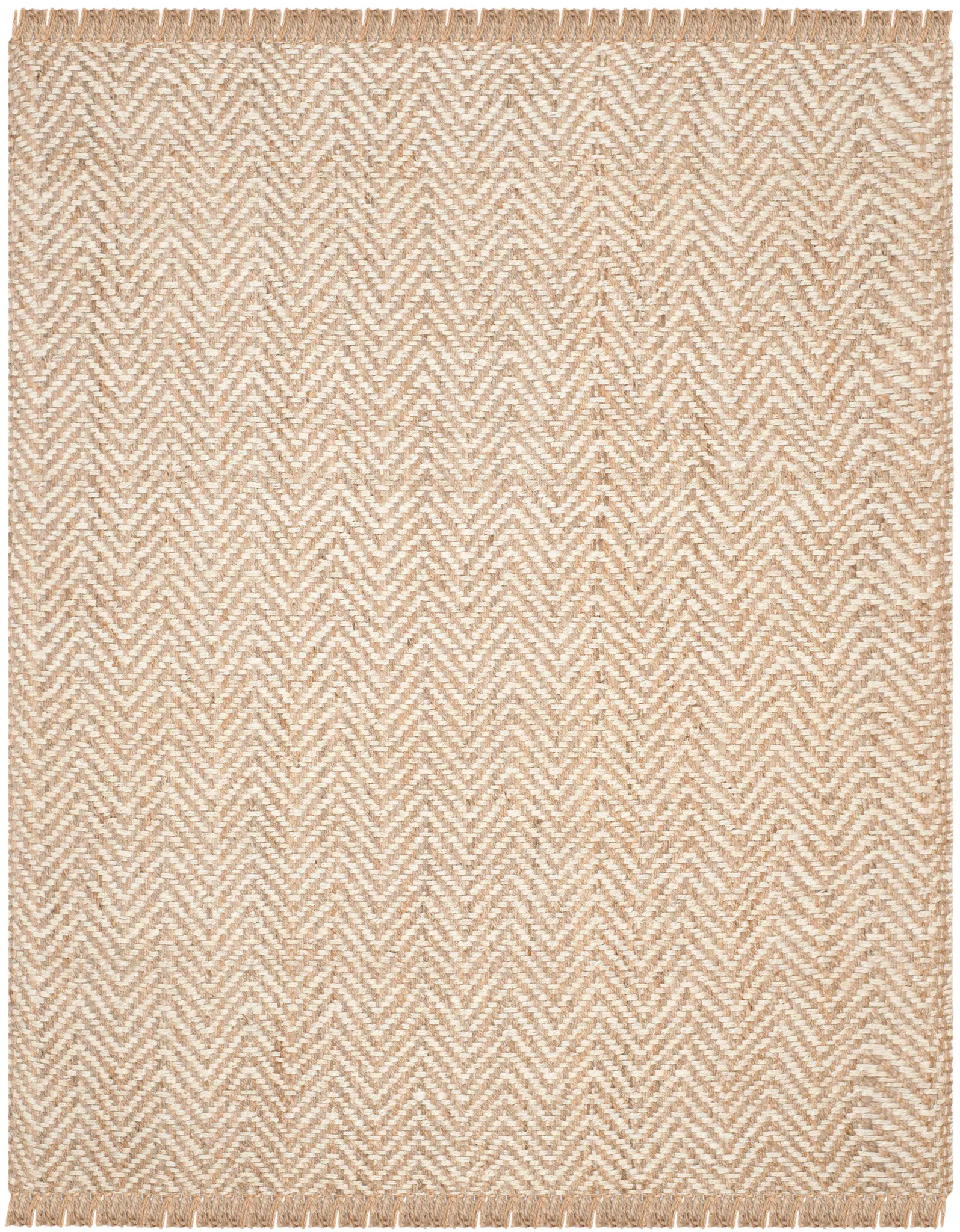 Natural Fiber Fringed Chevron Hand-Woven Jute Rug