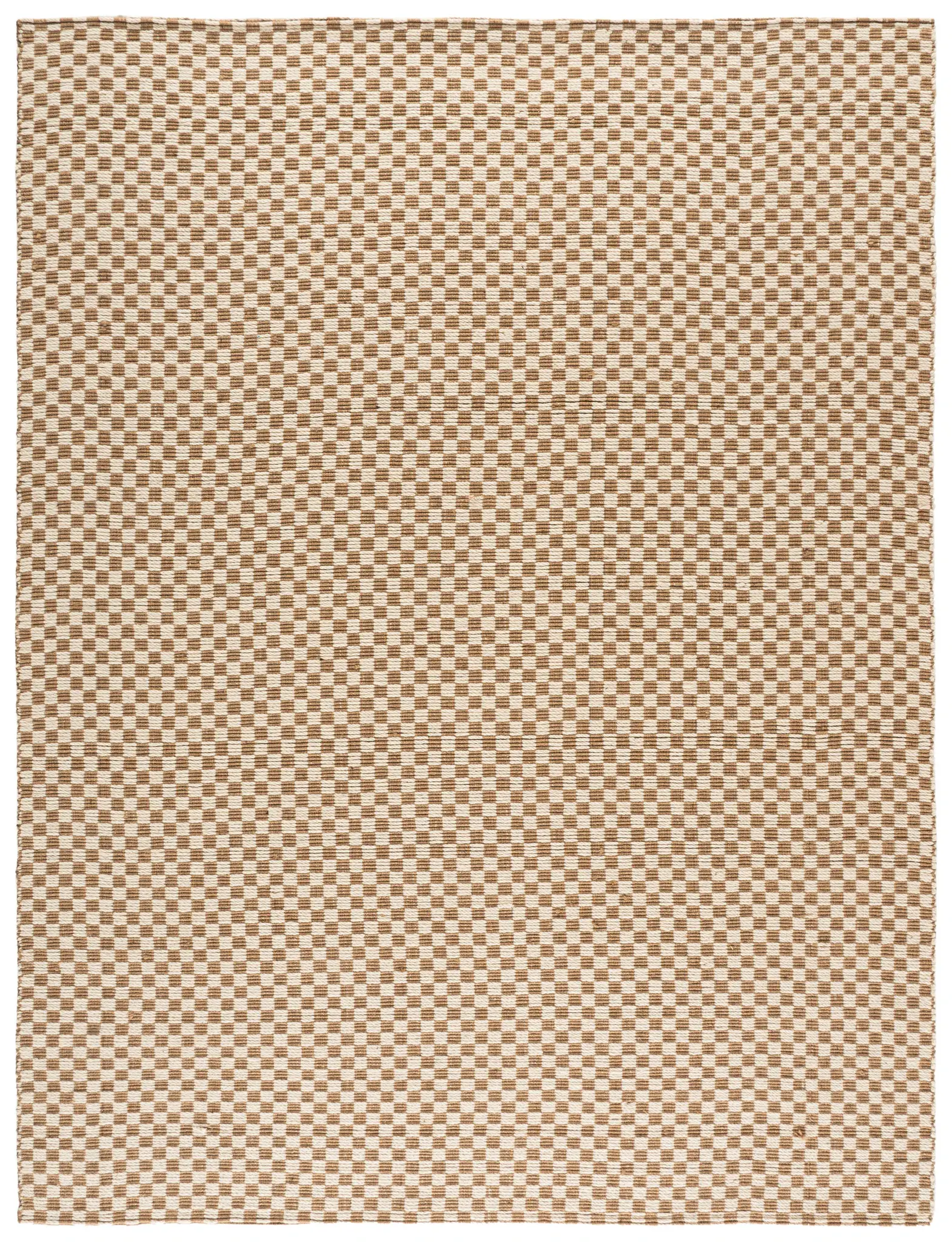 Natural Fiber Check Hand-Loomed Wool Rug