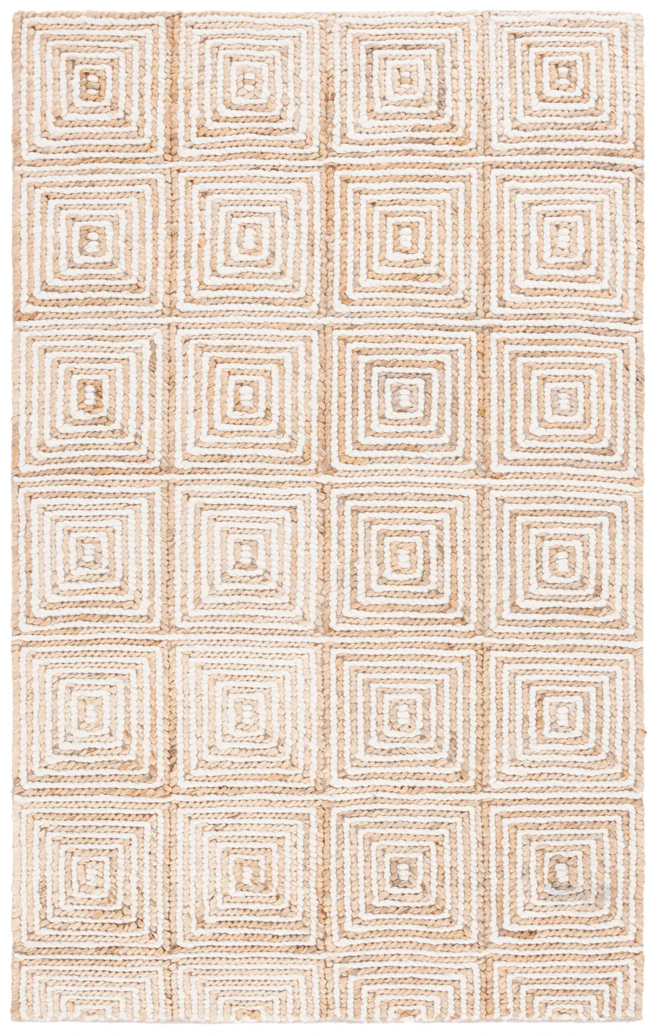 Natural Fiber Concentric Square Hand-Loomed Rug