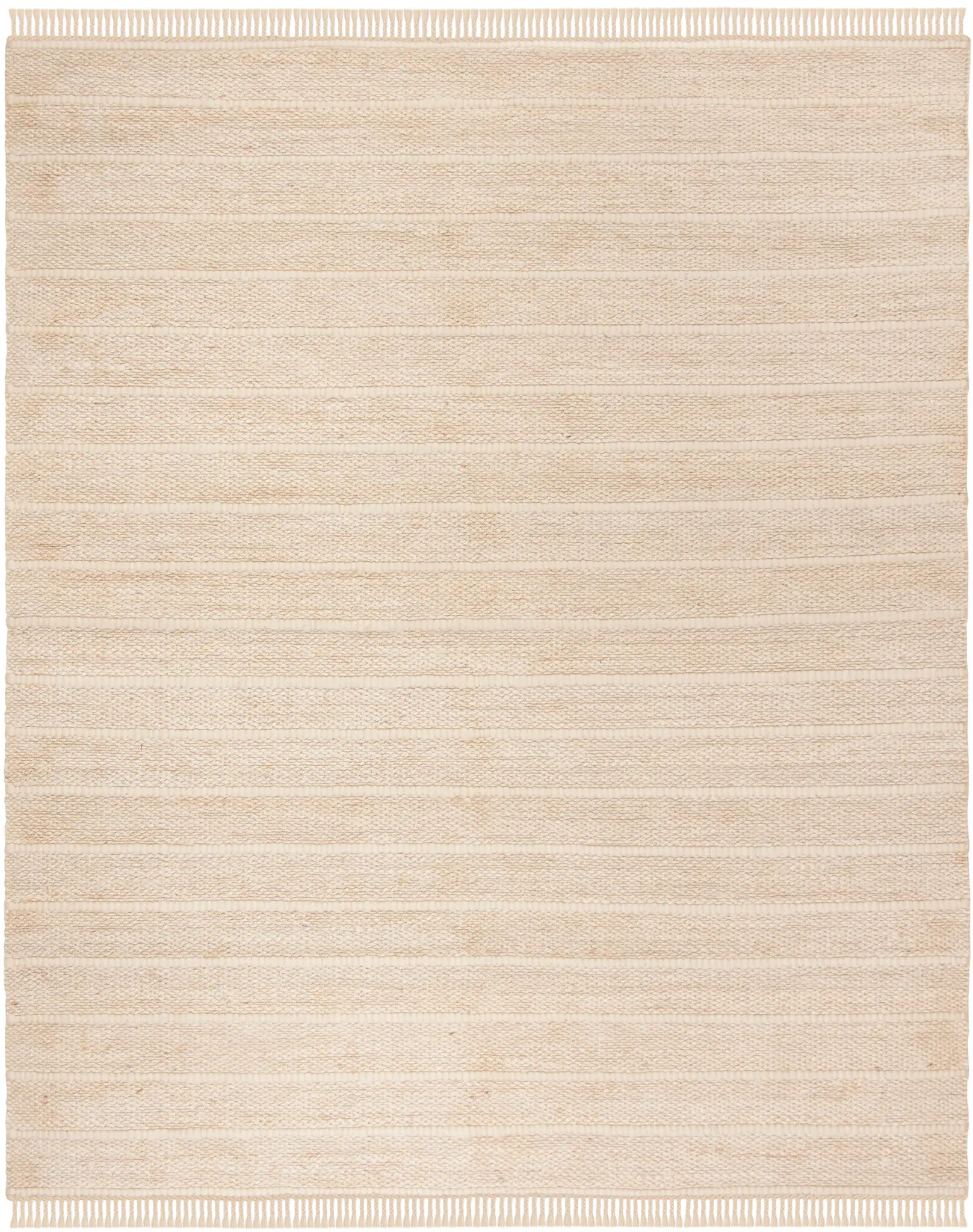 Natural Fiber Fringed Striped Hand-Woven Jute Rug