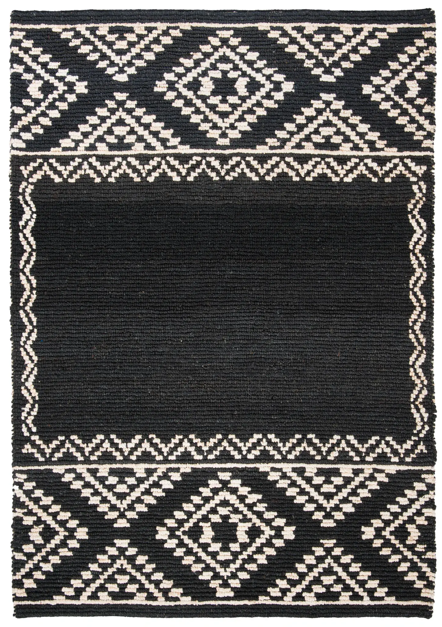 Natural Fiber Diamond Border Hand-Woven Jute Rug