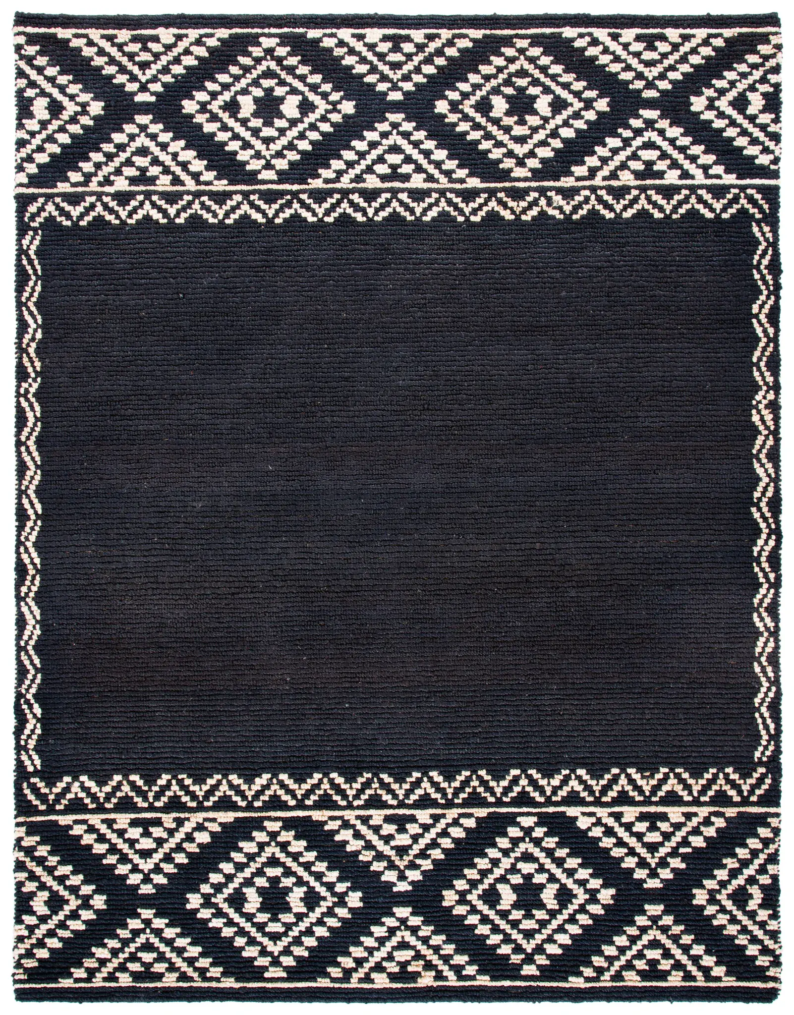 Natural Fiber Diamond Border Hand-Woven Jute Rug