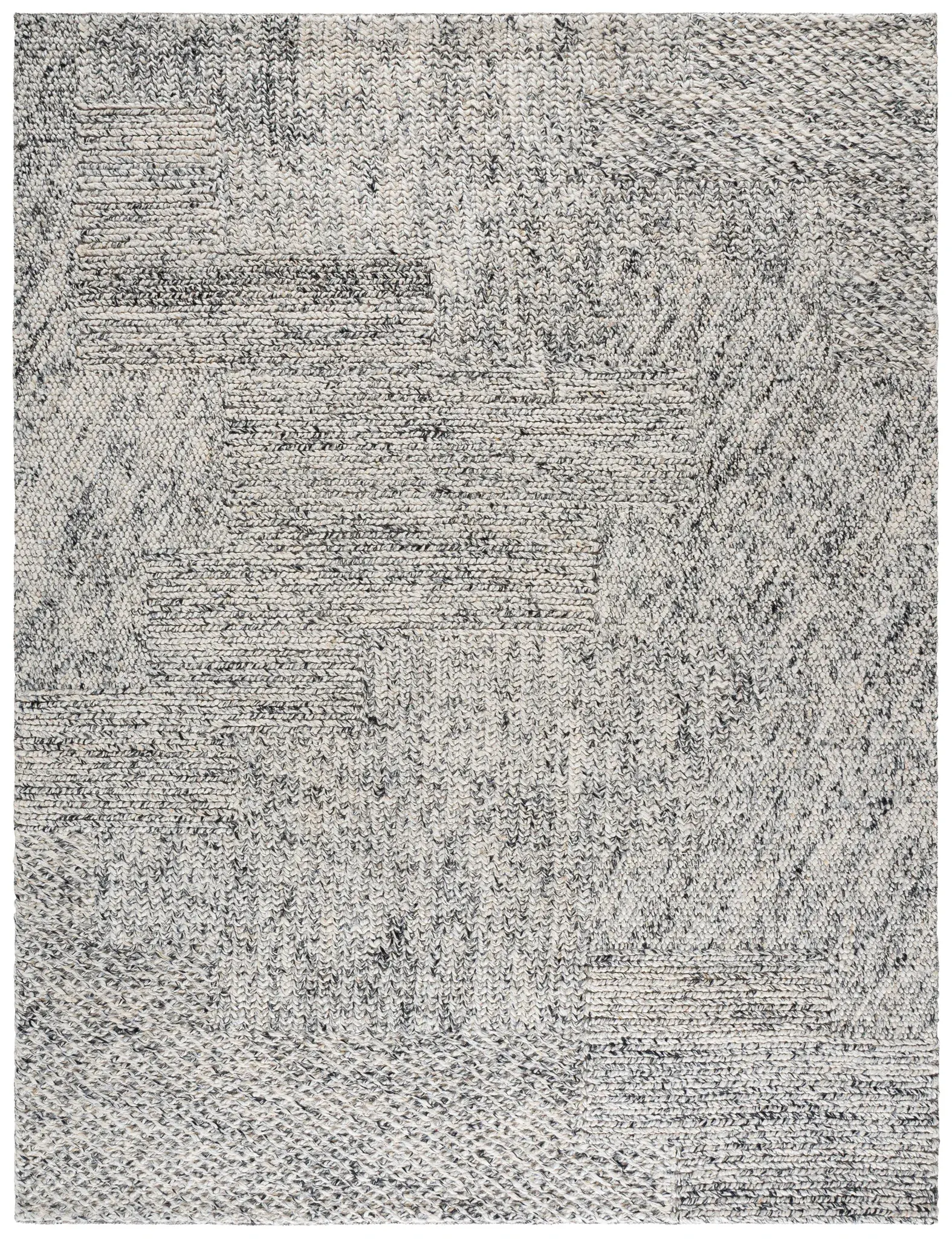 Natural Fiber Block Patchwork Hand-Woven Rug