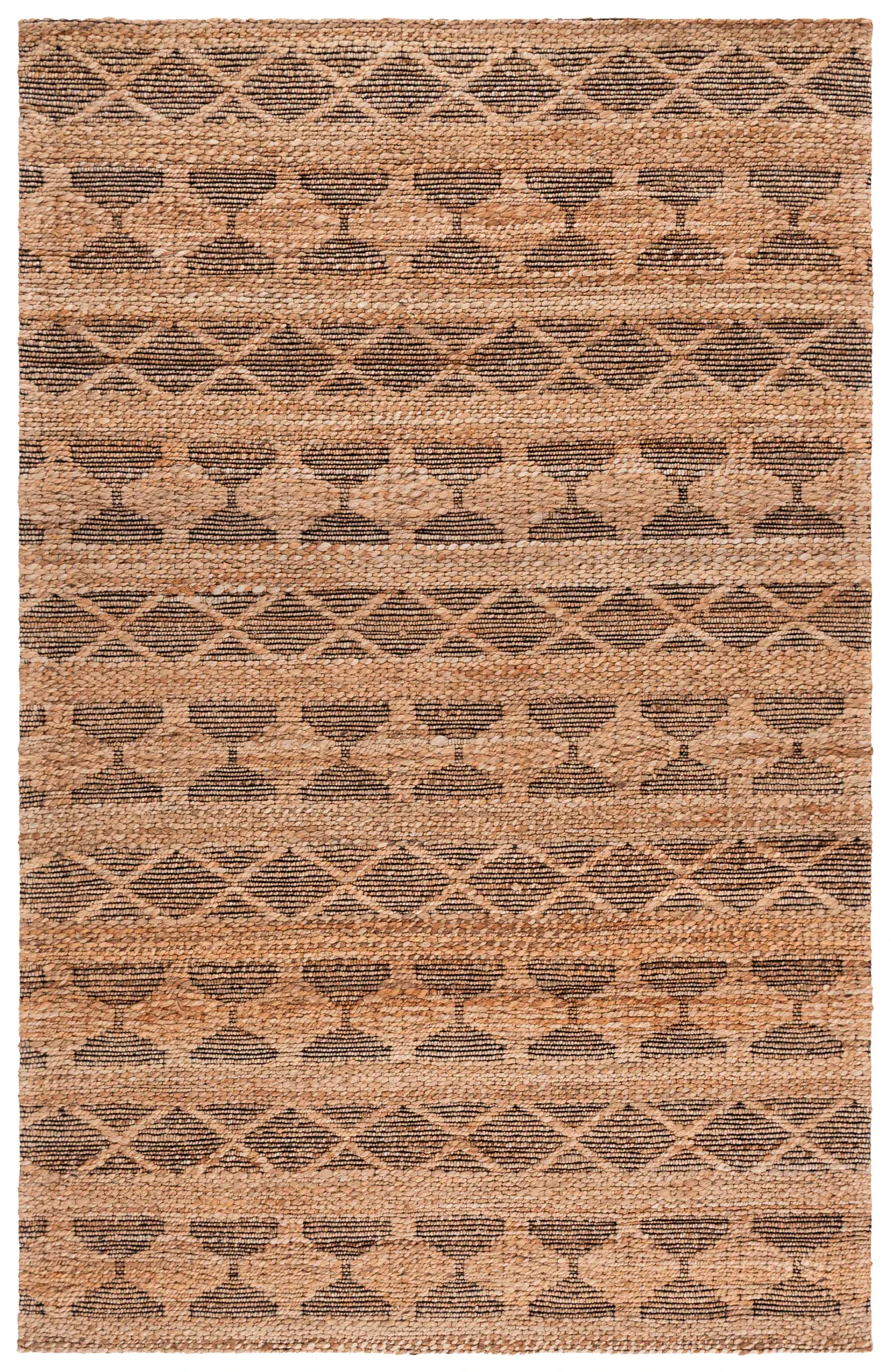 Natural Fiber Diamond And Hourglass Hand-Woven Rug
