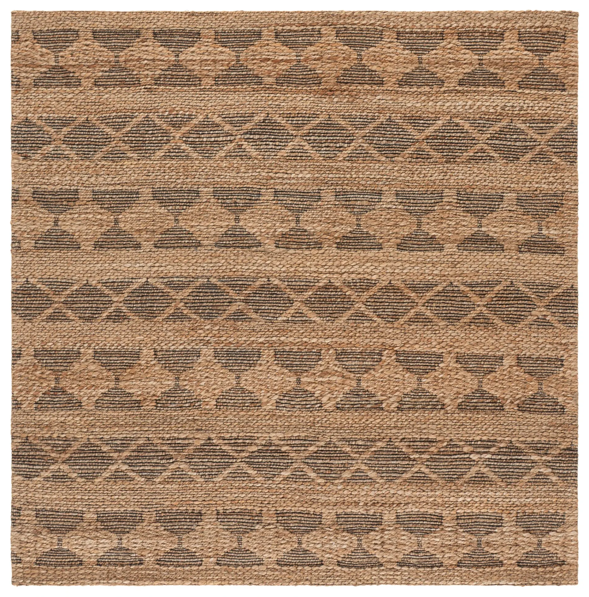 Natural Fiber Diamond And Hourglass Hand-Woven Rug