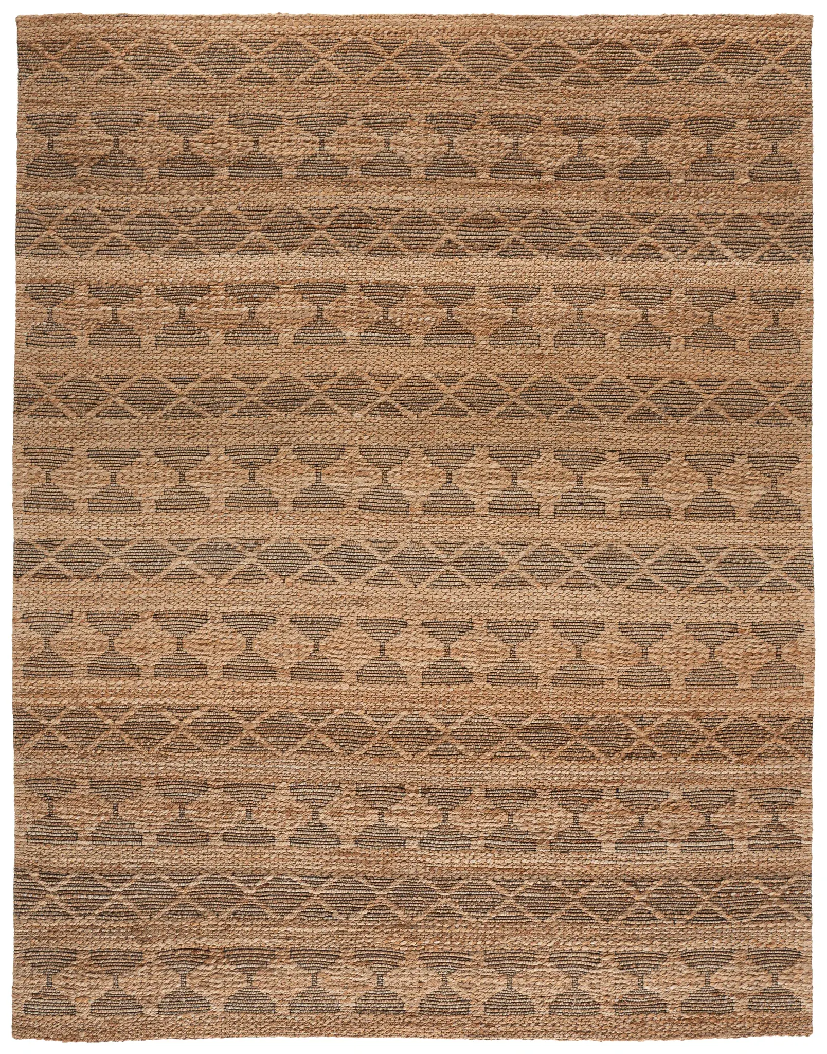 Natural Fiber Diamond And Hourglass Hand-Woven Rug