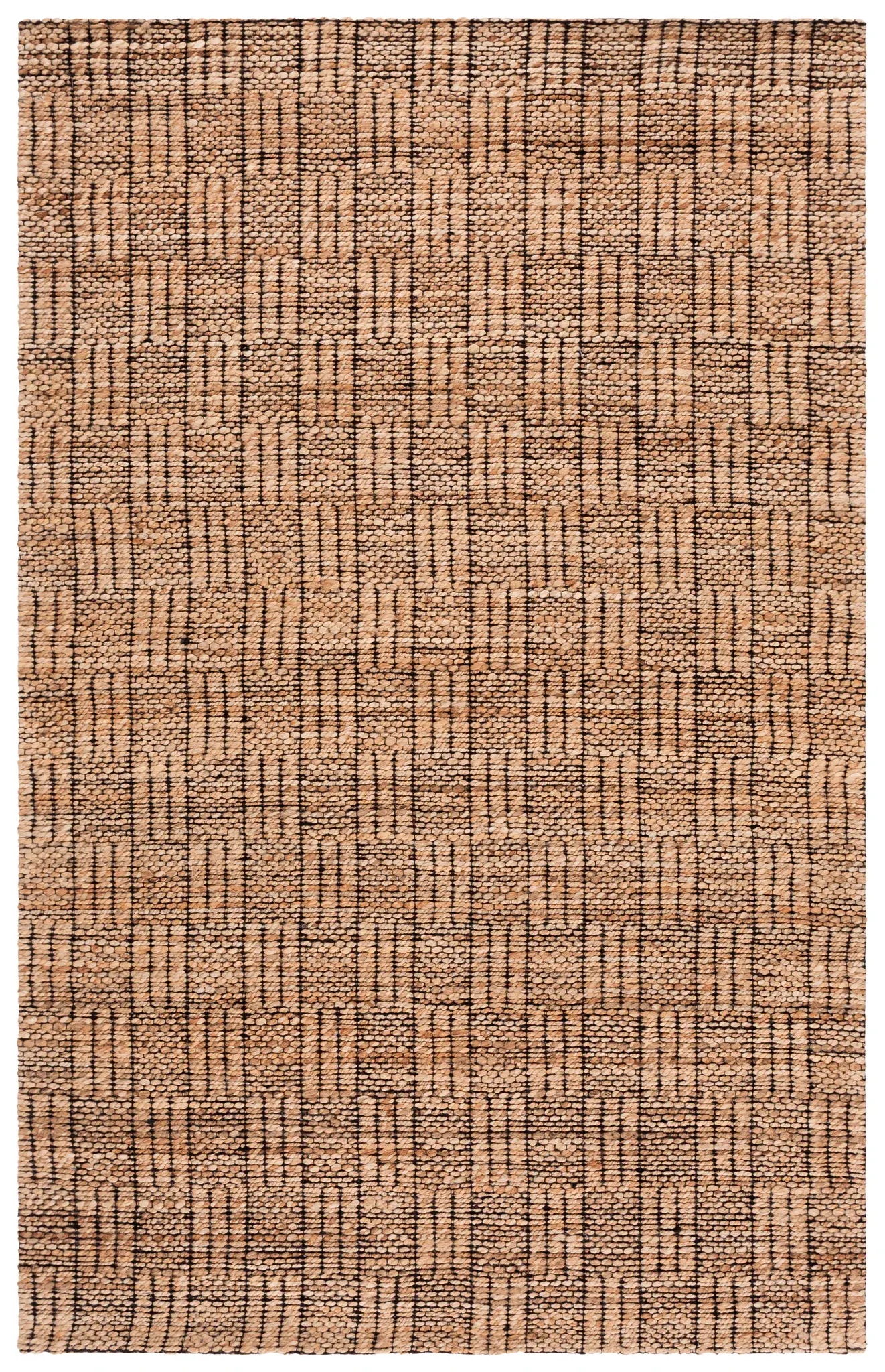 Natural Fiber Block Grid Hand-Woven Rug
