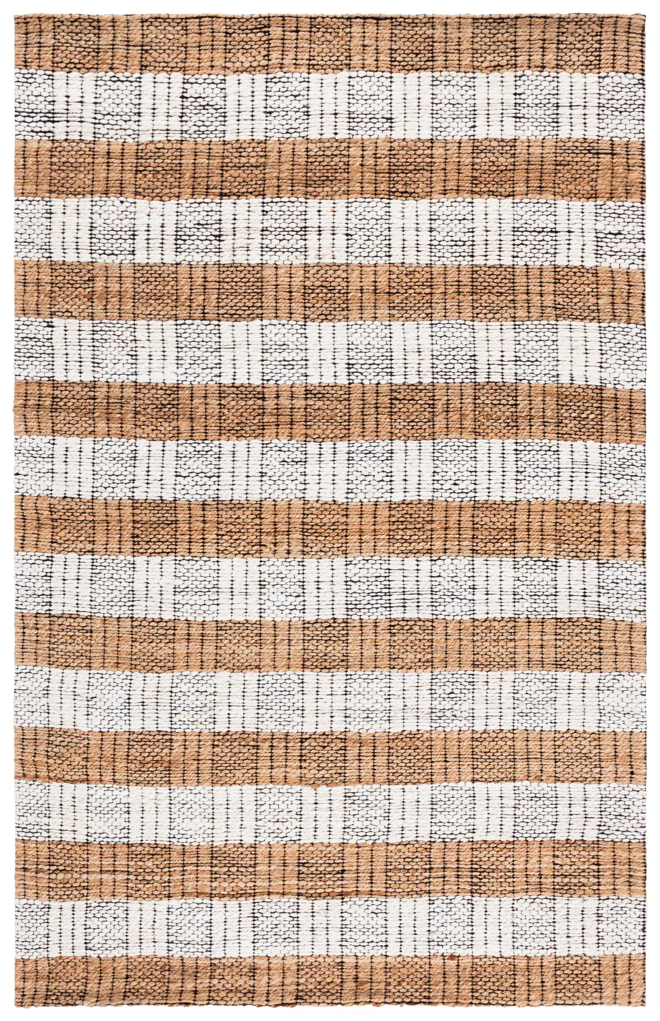 Natural Fiber Block Stripe Hand-Woven Rug