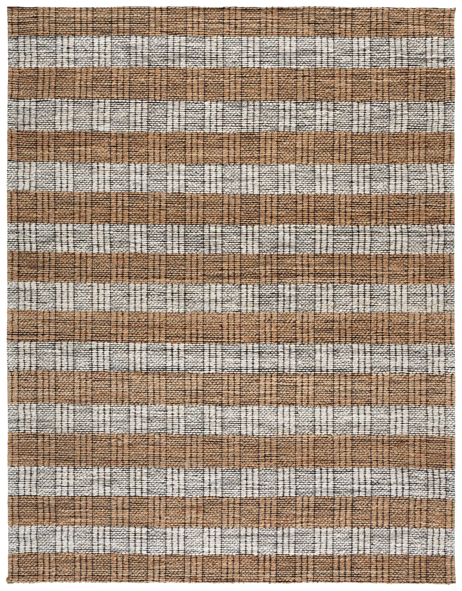 Natural Fiber Block Stripe Hand-Woven Rug