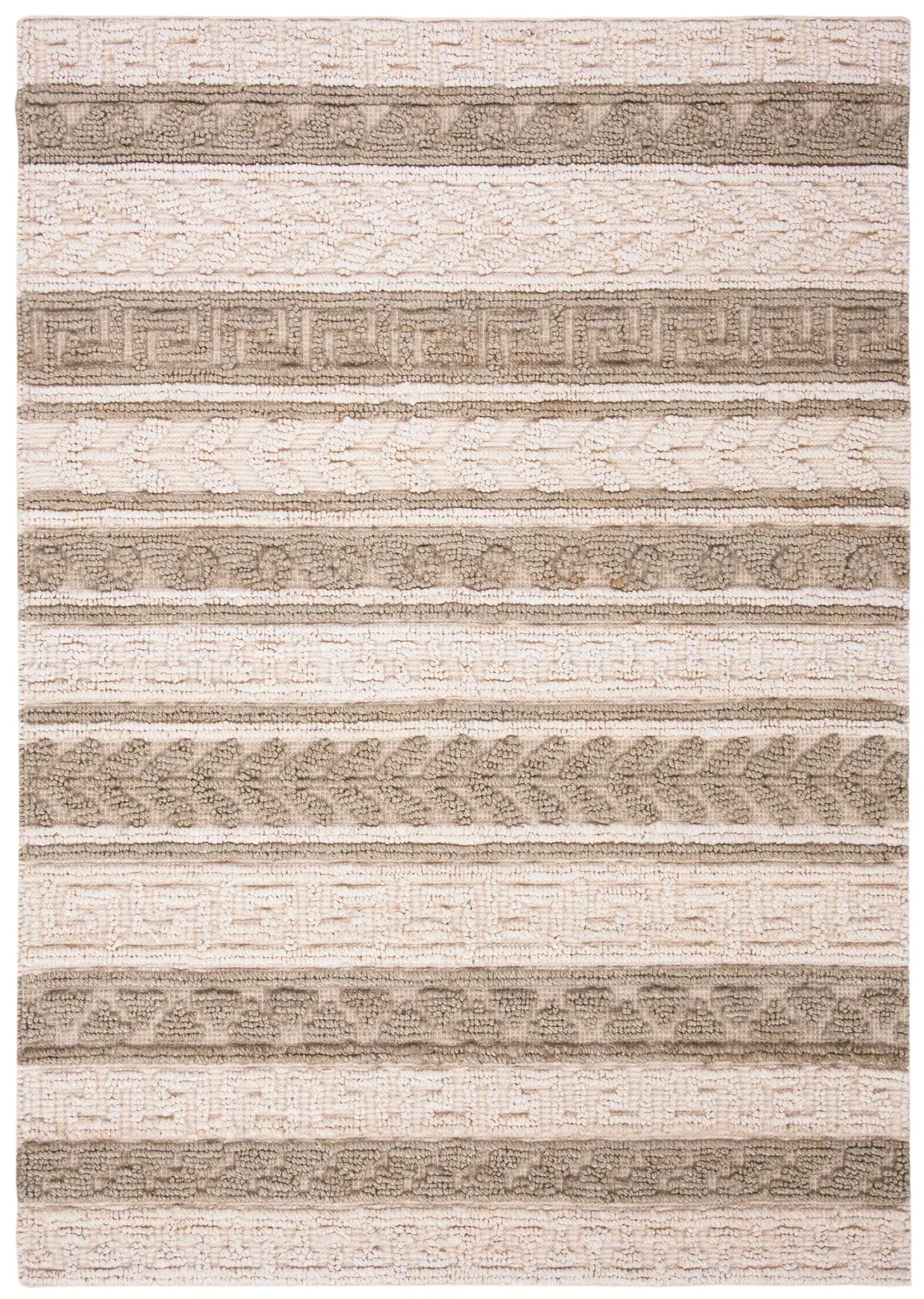 Natural Fiber Banded Greek Key Hand-Woven Rug