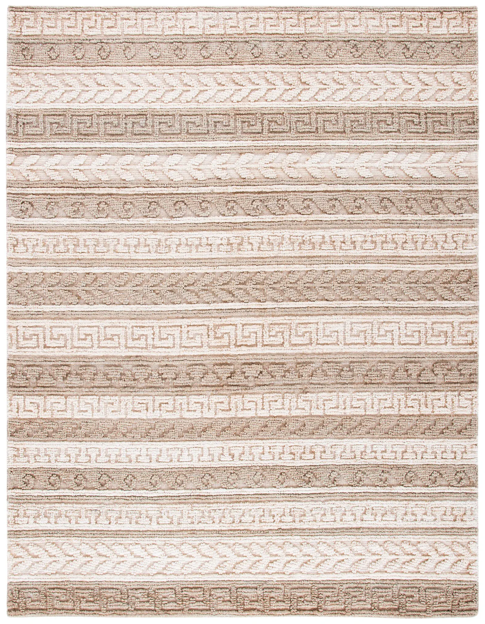 Natural Fiber Banded Greek Key Hand-Woven Rug