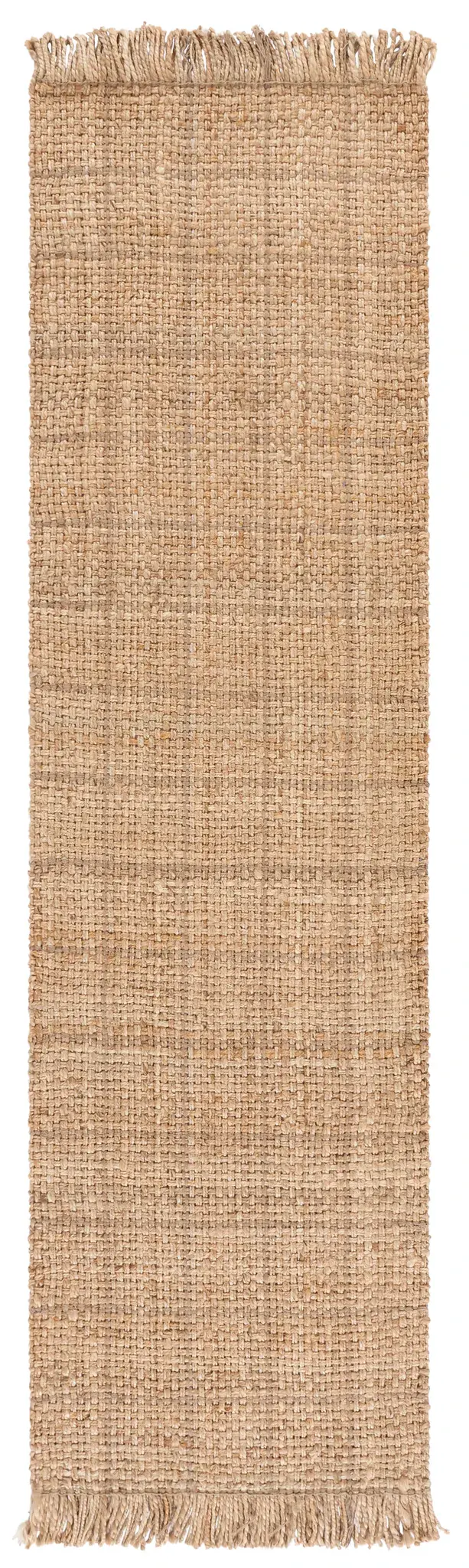 Natural Fiber Fringed Windowpane Hand-Woven Jute Rug