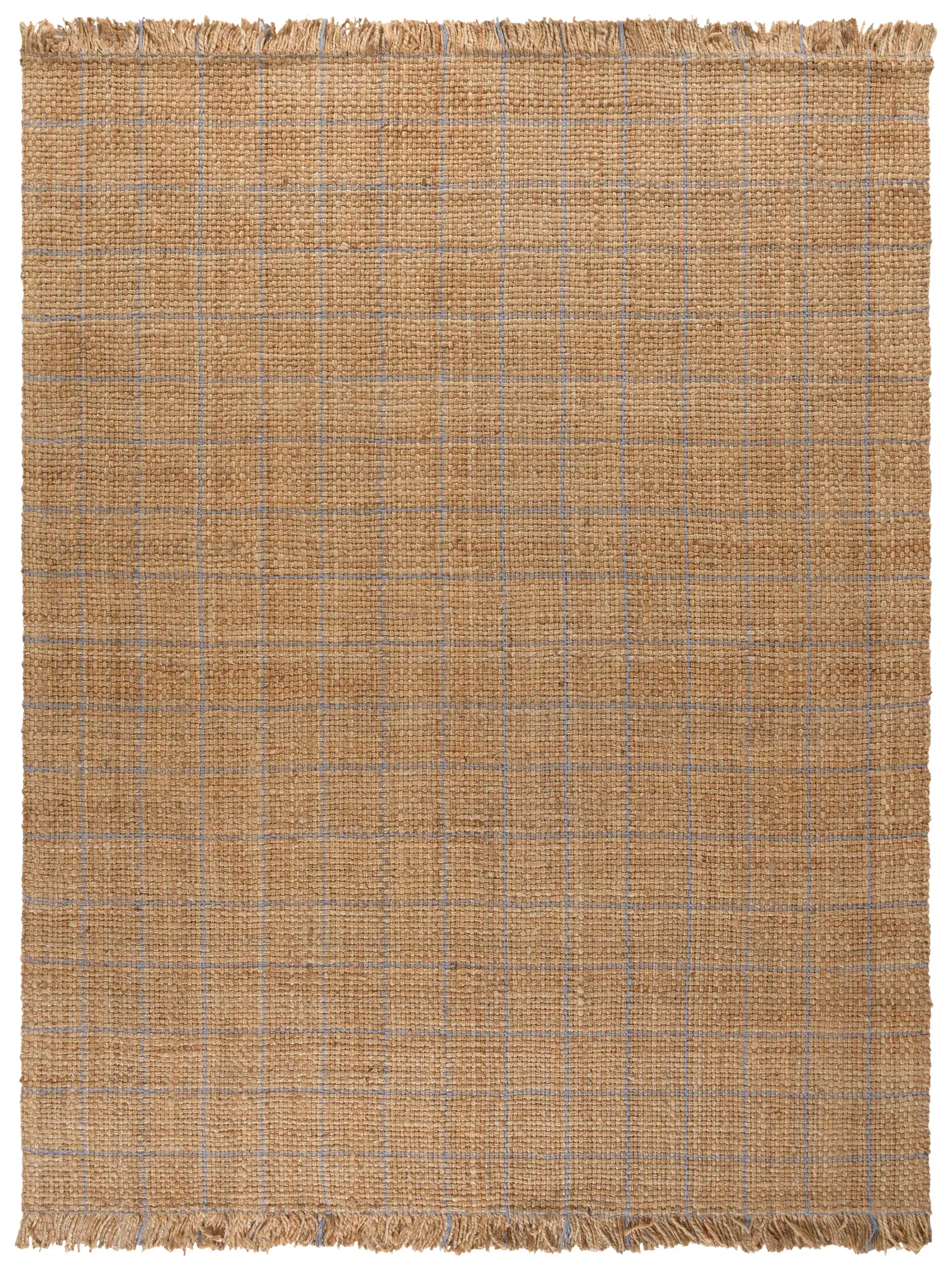 Natural Fiber Fringed Windowpane Hand-Woven Jute Rug