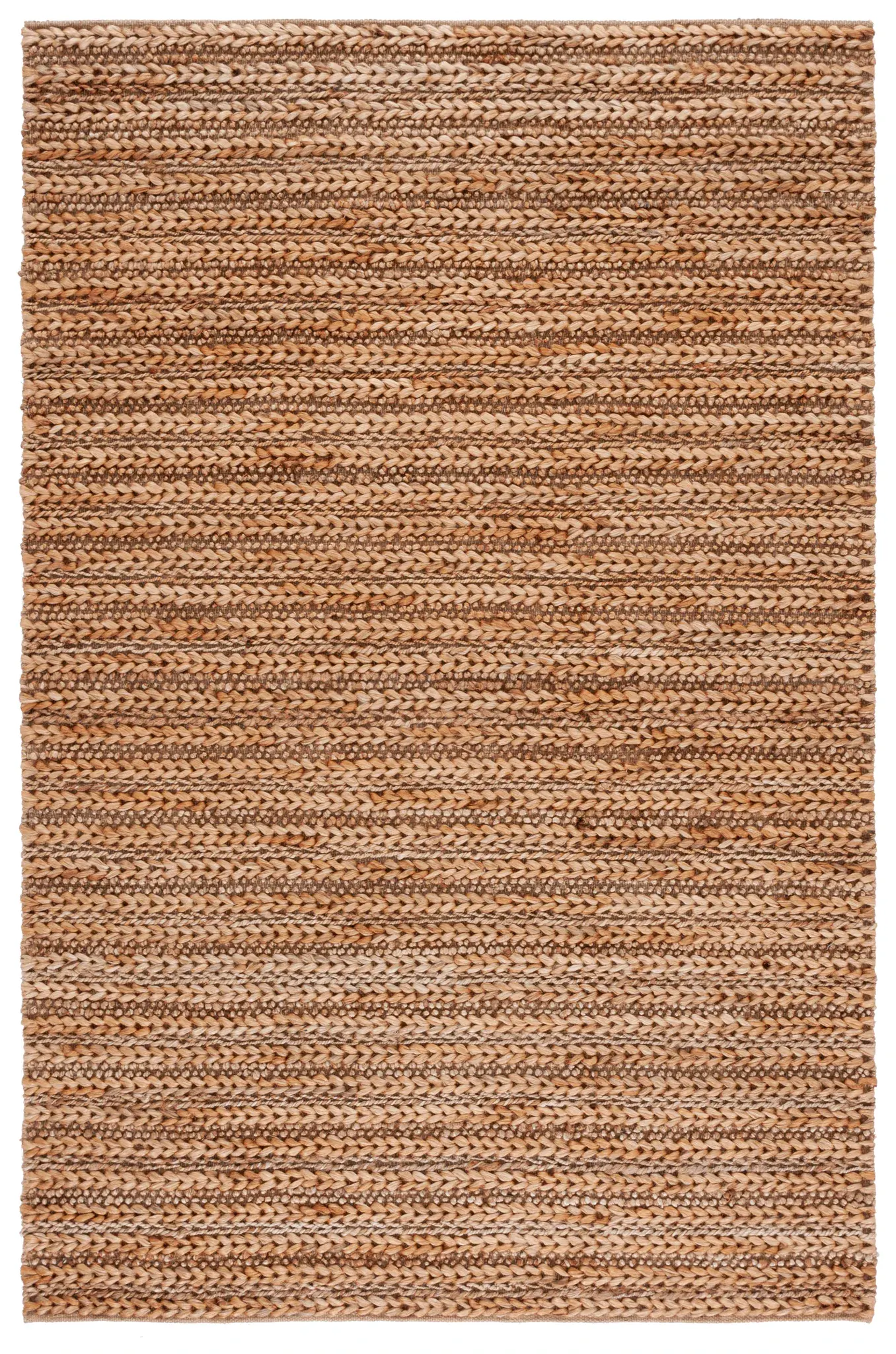 Natural Fiber Ribbed Stripe Hand-Woven Jute Rug