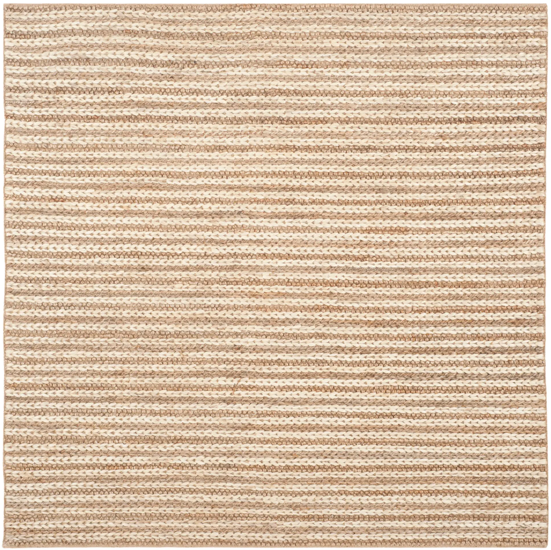 Natural Fiber Ribbed Stripe Hand-Woven Jute Rug
