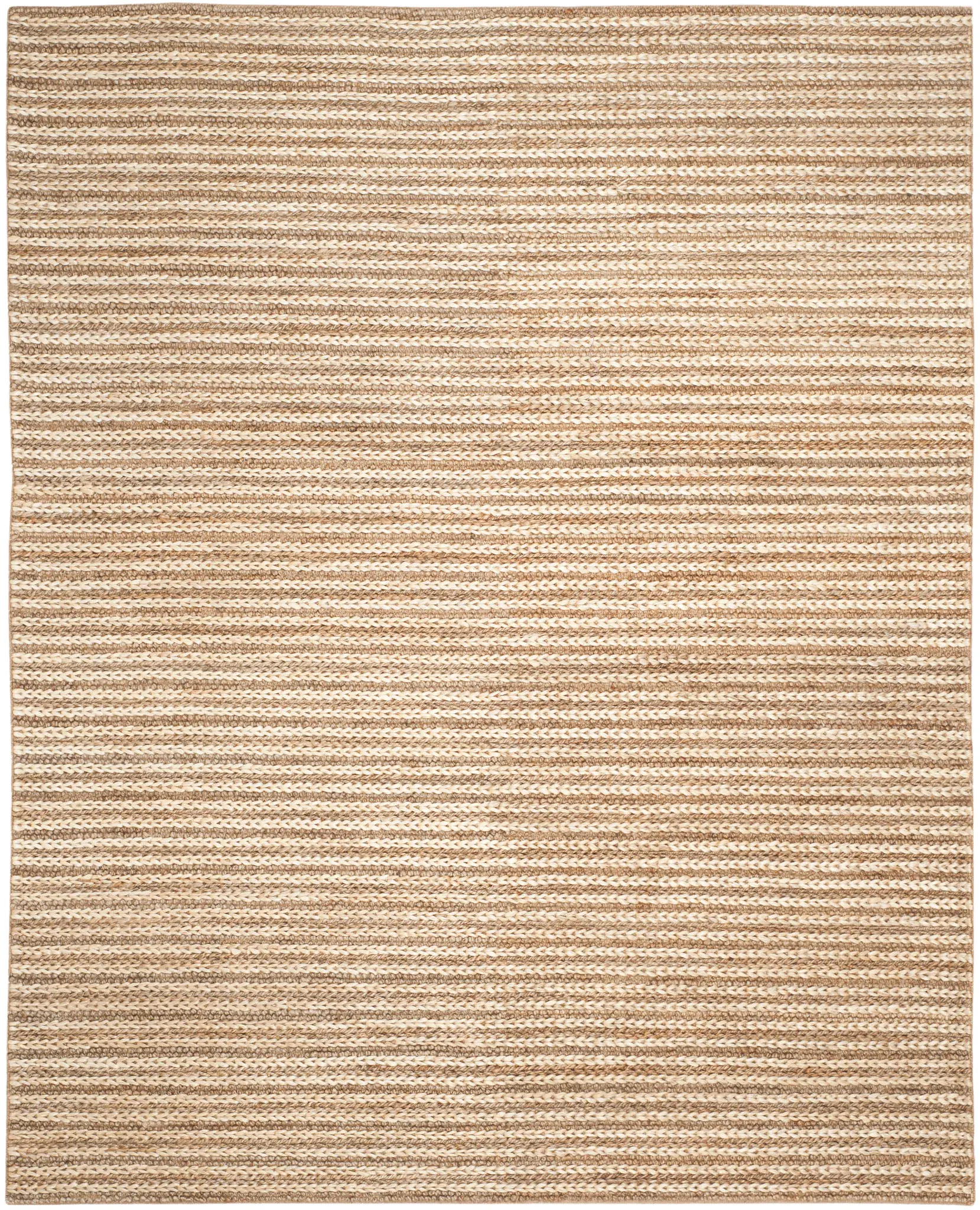 Natural Fiber Ribbed Stripe Hand-Woven Jute Rug