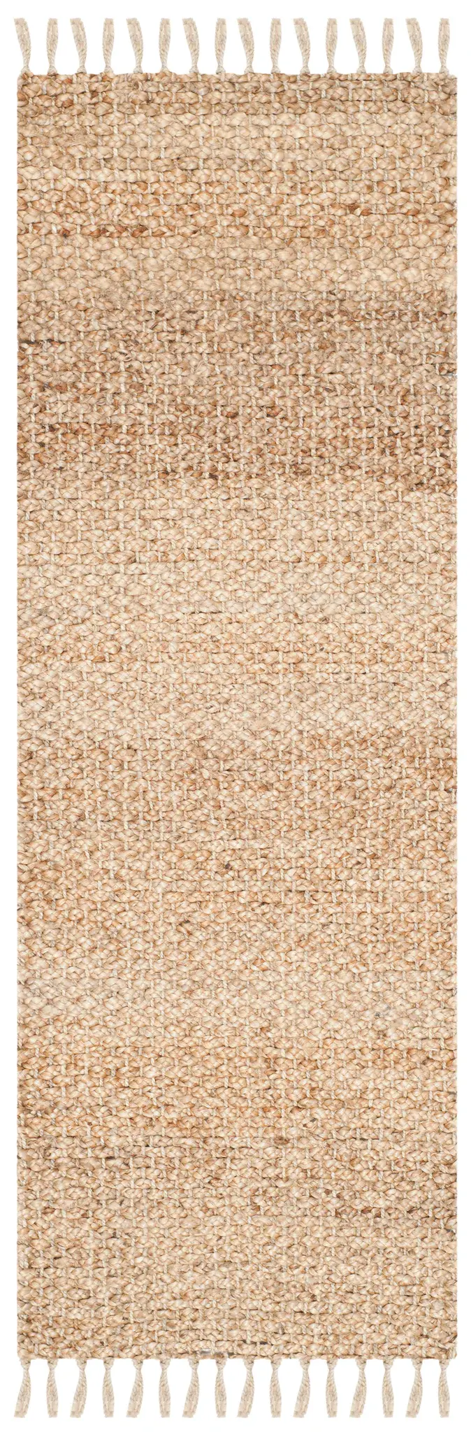 Natural Fiber Banded Fringe Hand-Woven Jute Rug