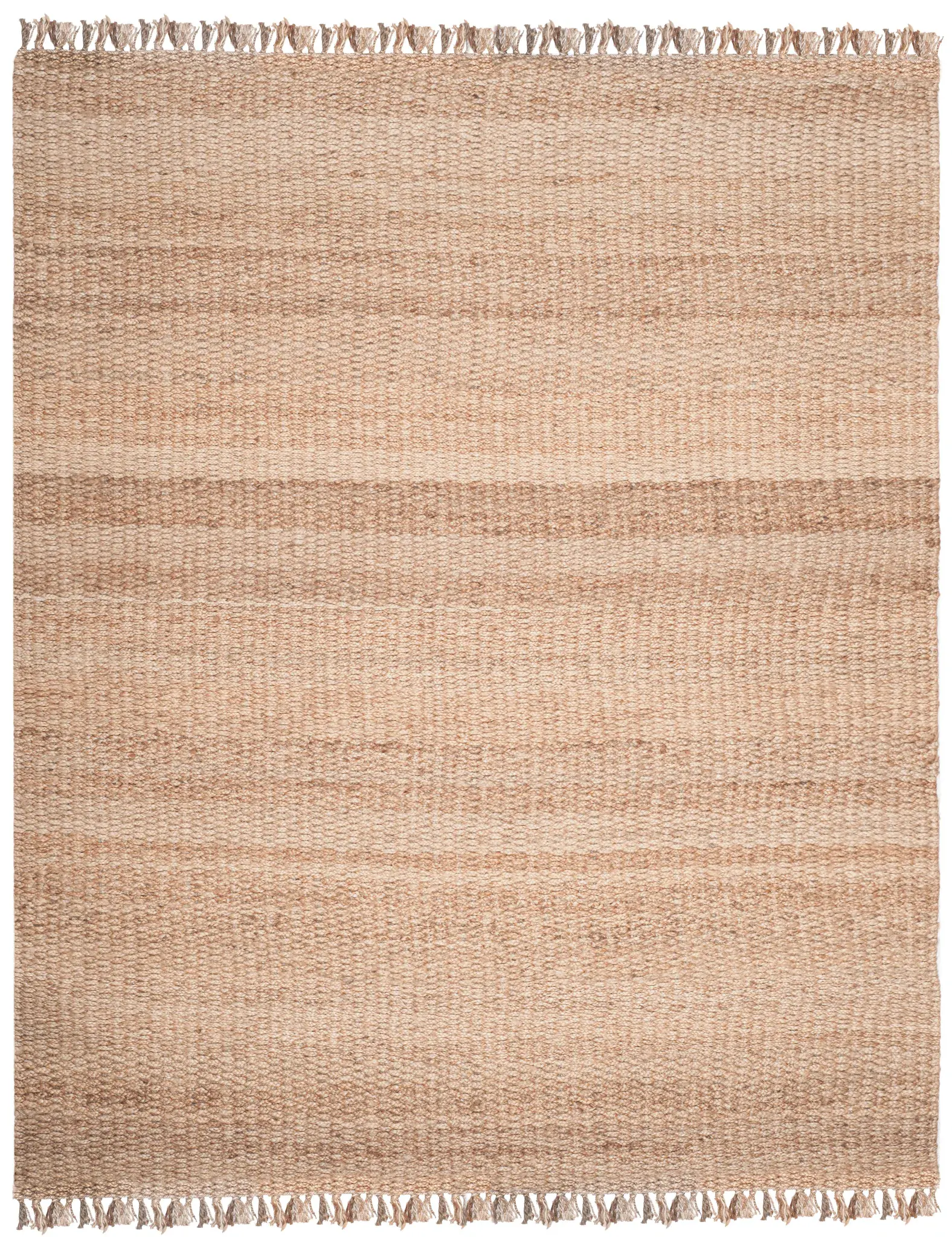 Natural Fiber Banded Fringe Hand-Woven Jute Rug