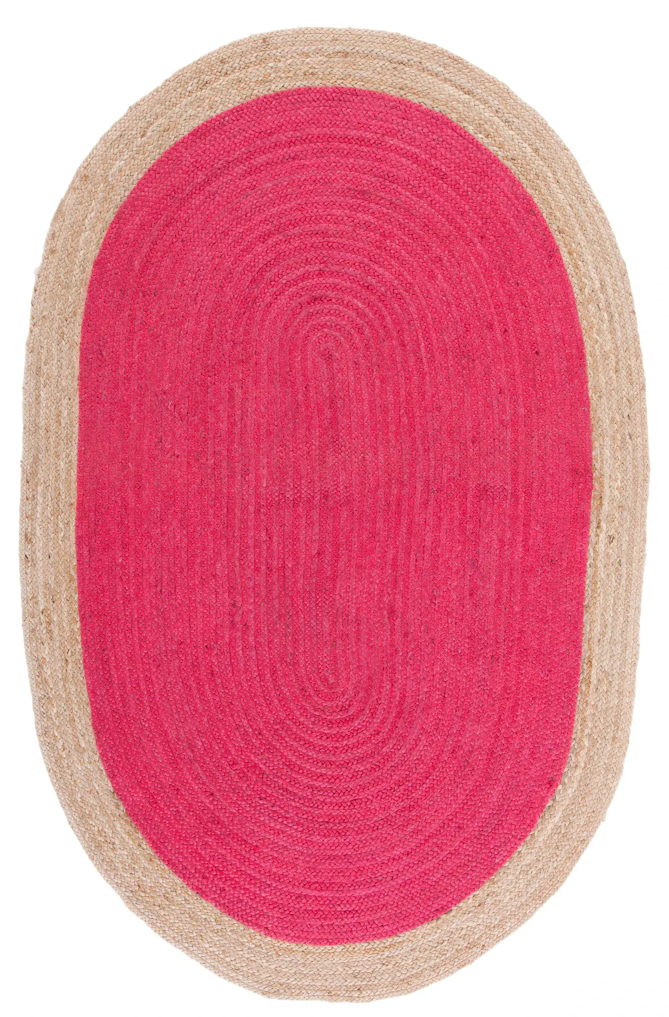 Natural Fiber Bordered Oval Hand-Woven Jute Rug